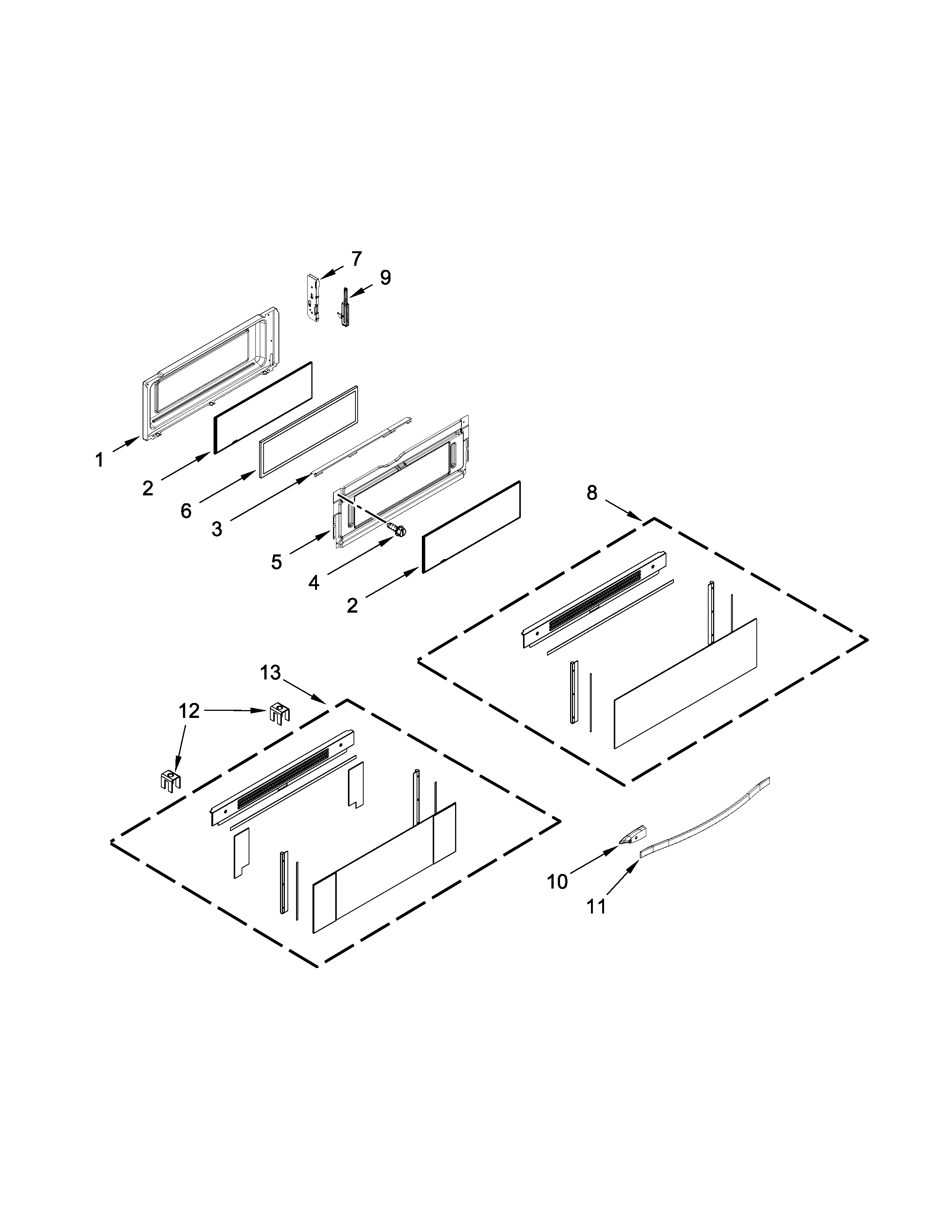 Whirlpool WGE755C0BS01 upper door parts diagram