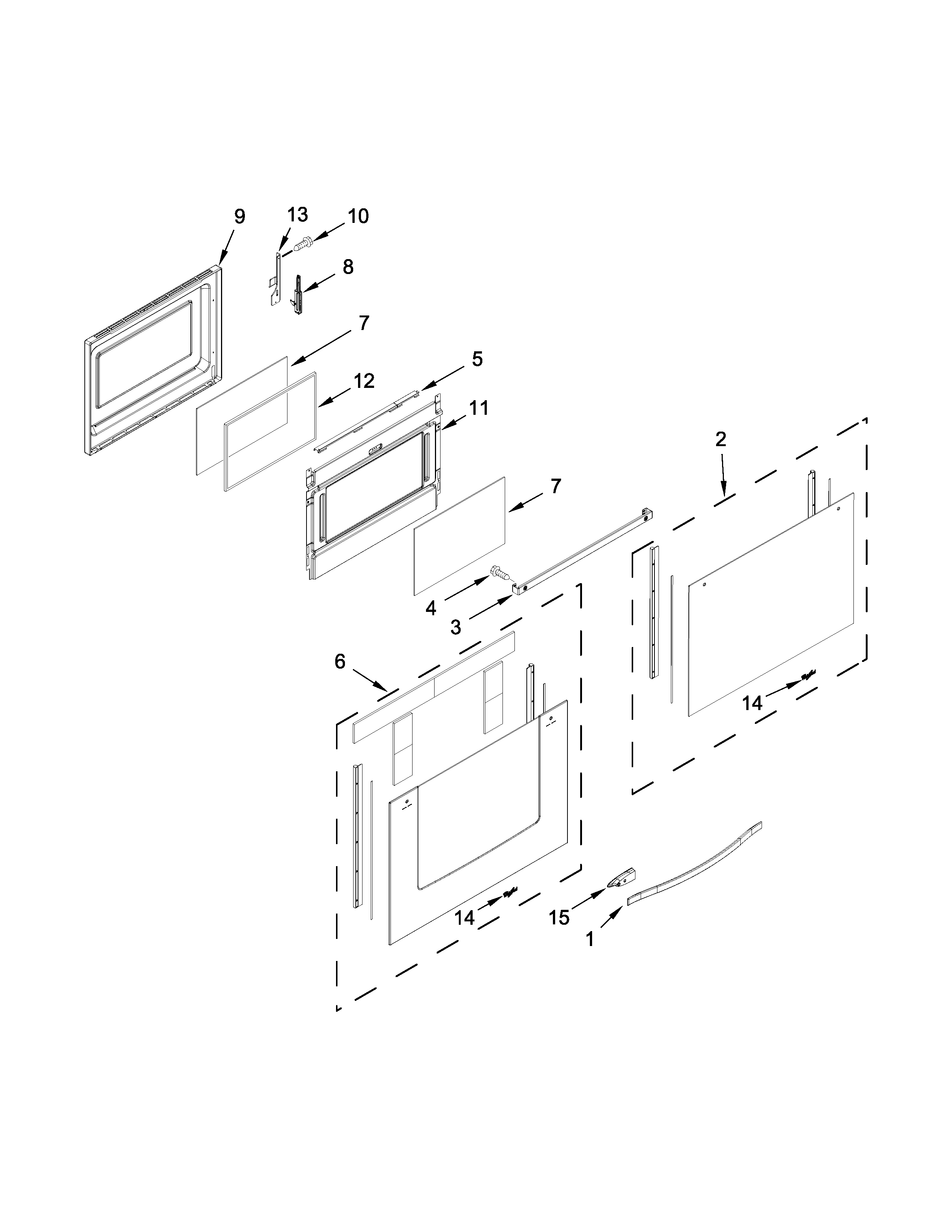 Whirlpool WGE755C0BS01 lower door parts diagram