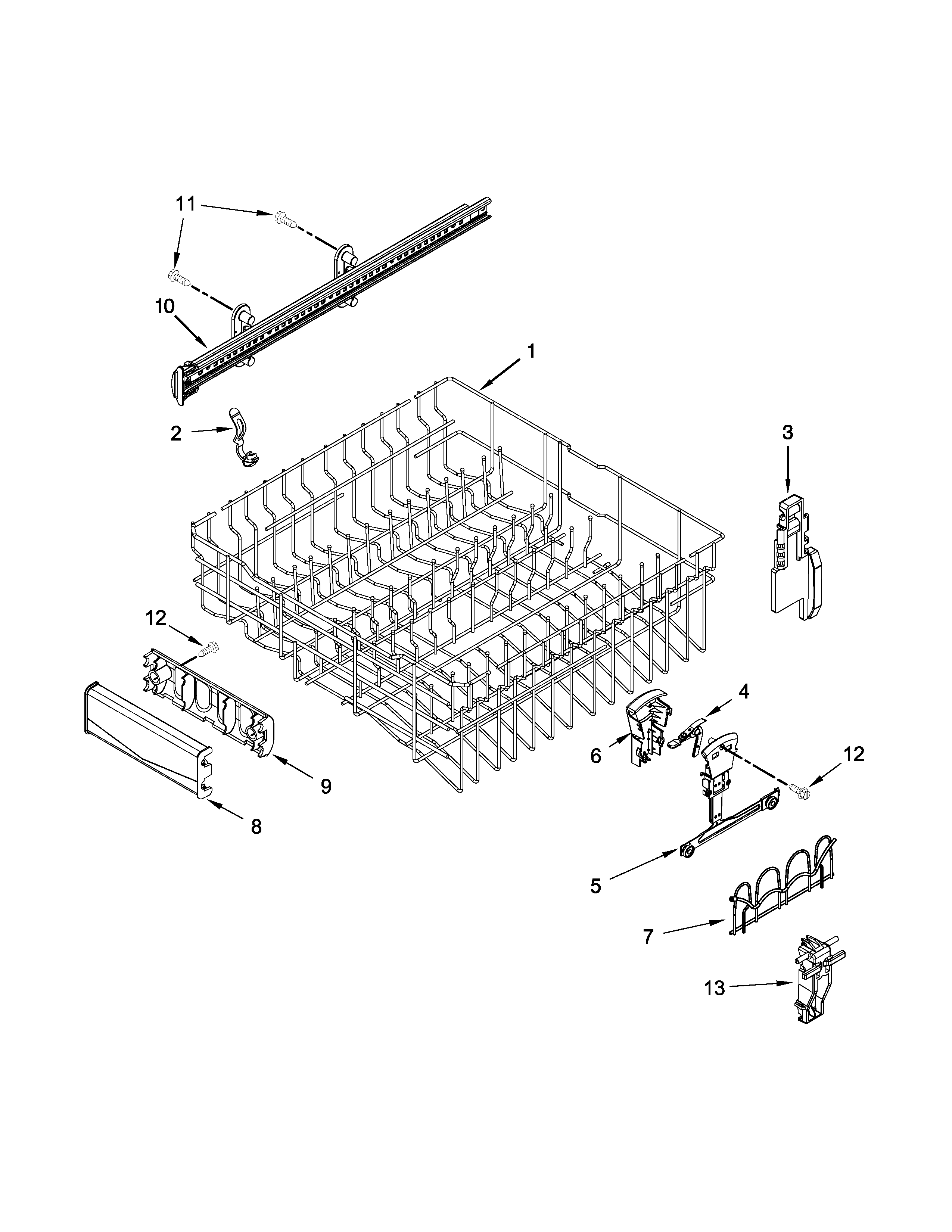 Maytag MDB7949SDM1 upper rack and track parts diagram