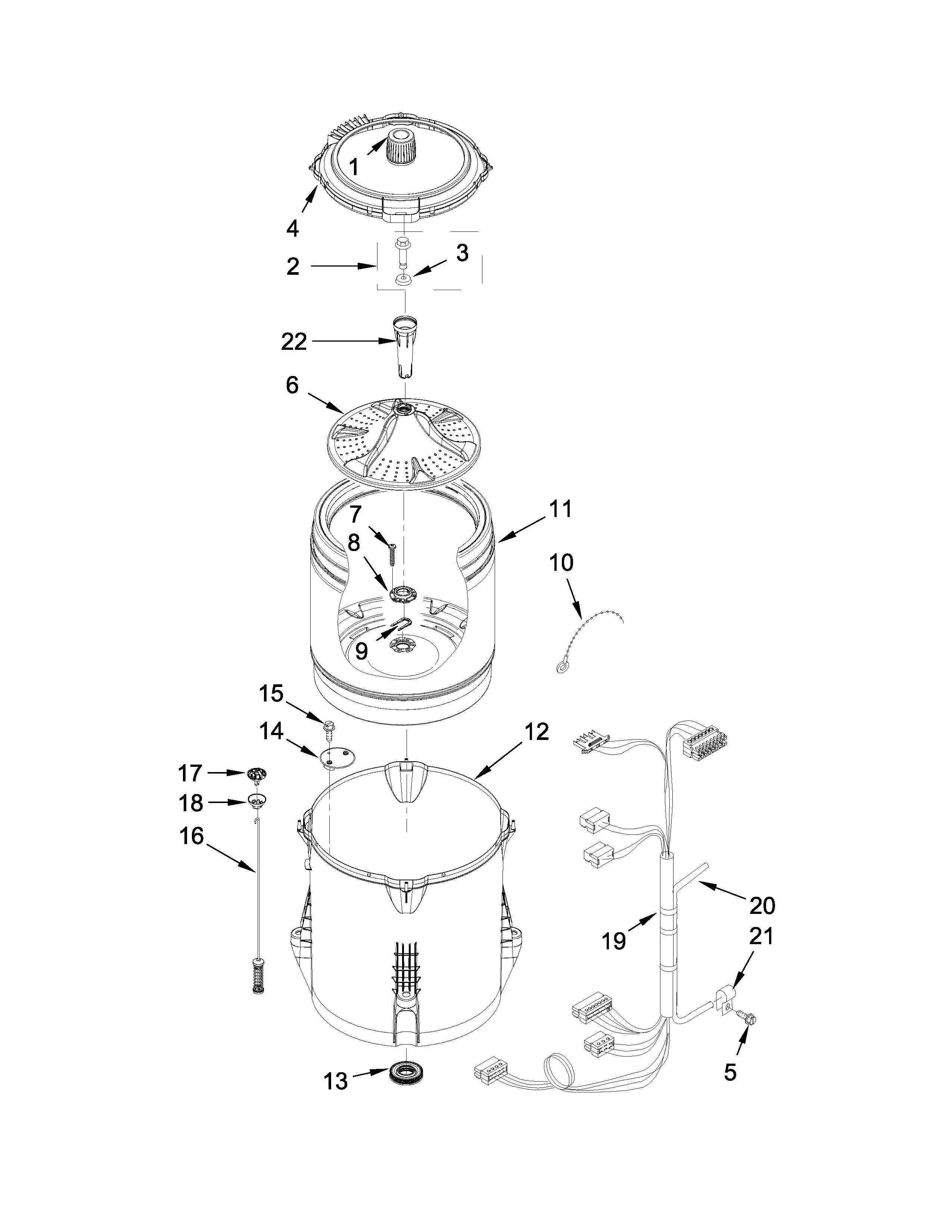 Maytag MVWP475EW0 basket and tub parts diagram