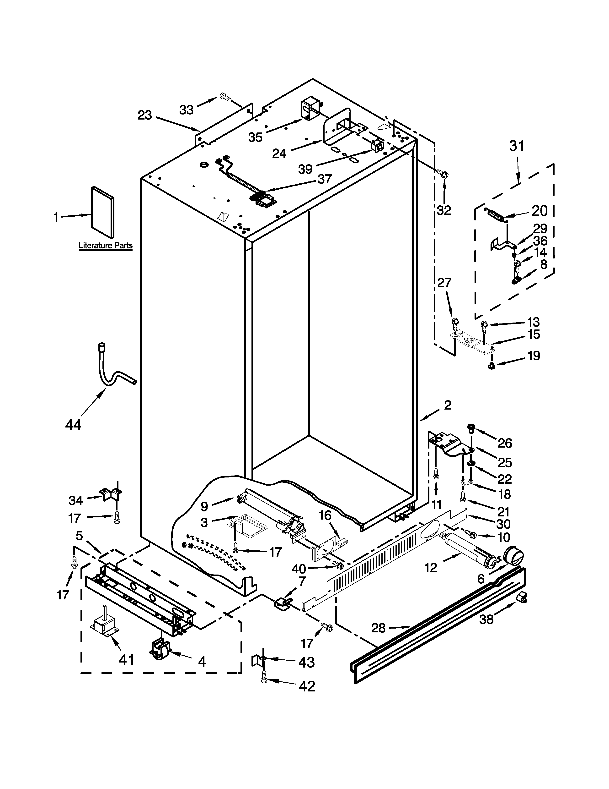 KitchenAid KSSC48FTS18 cabinet parts diagram