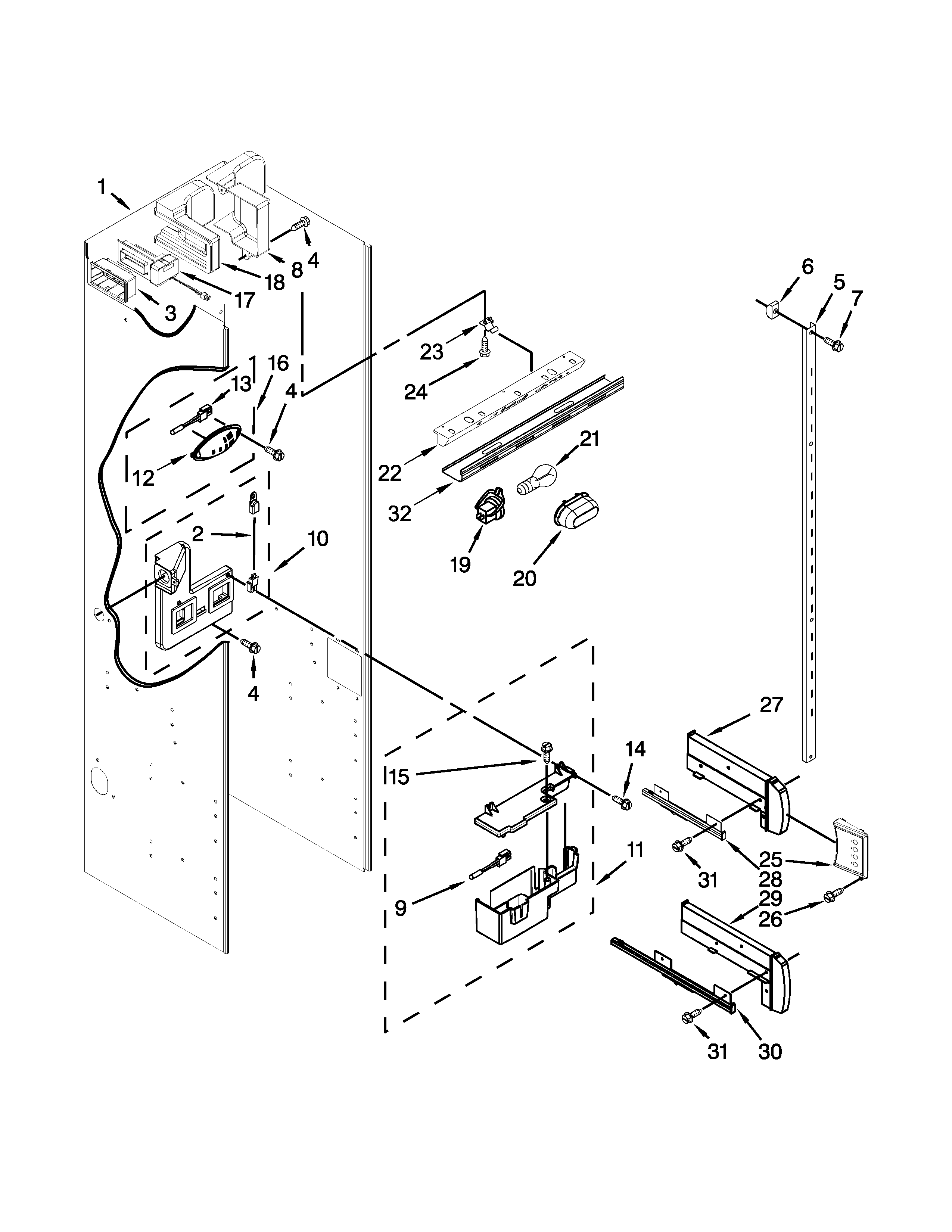 KitchenAid KSSC48FTS18 refrigerator liner parts diagram