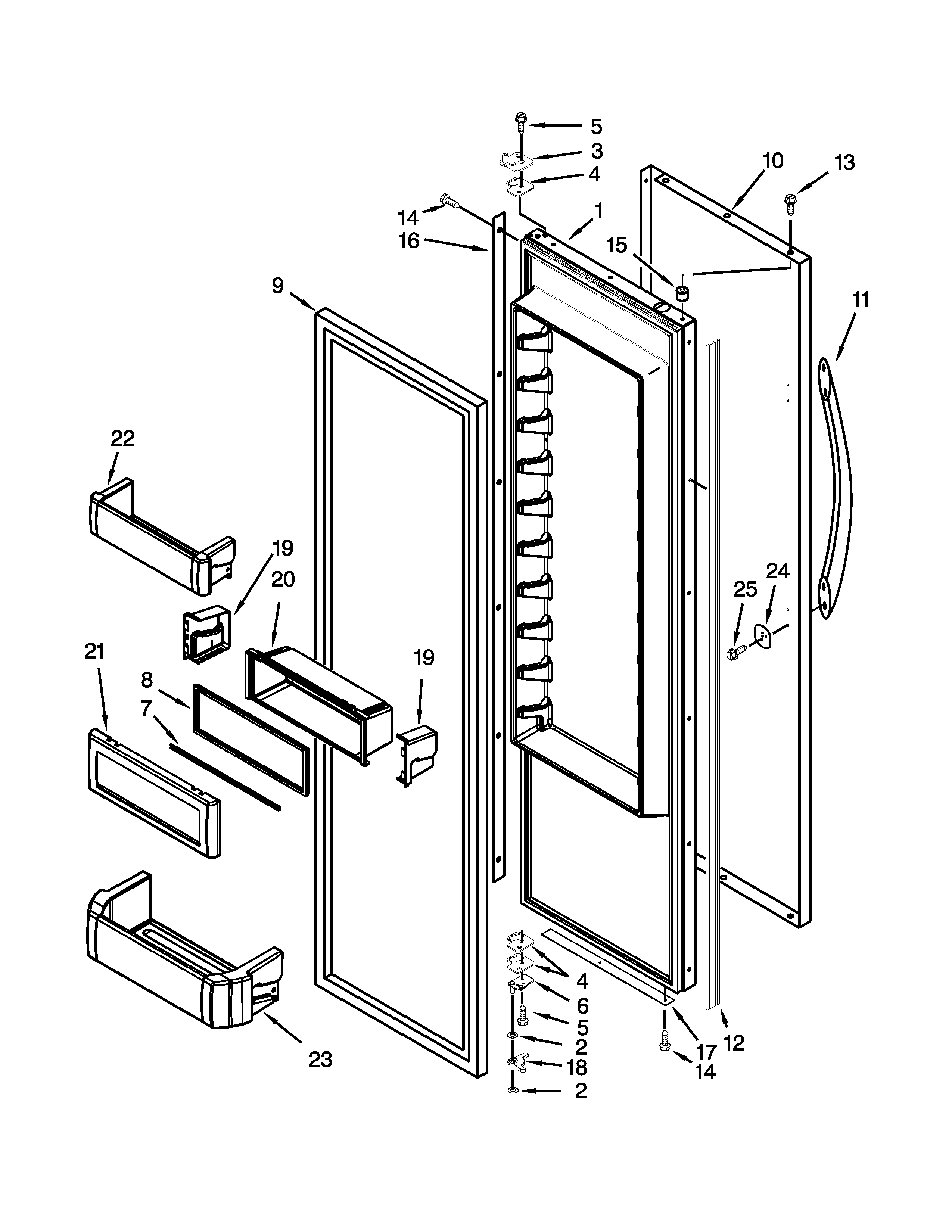 KitchenAid KSSC48FTS18 refrigerator door parts diagram