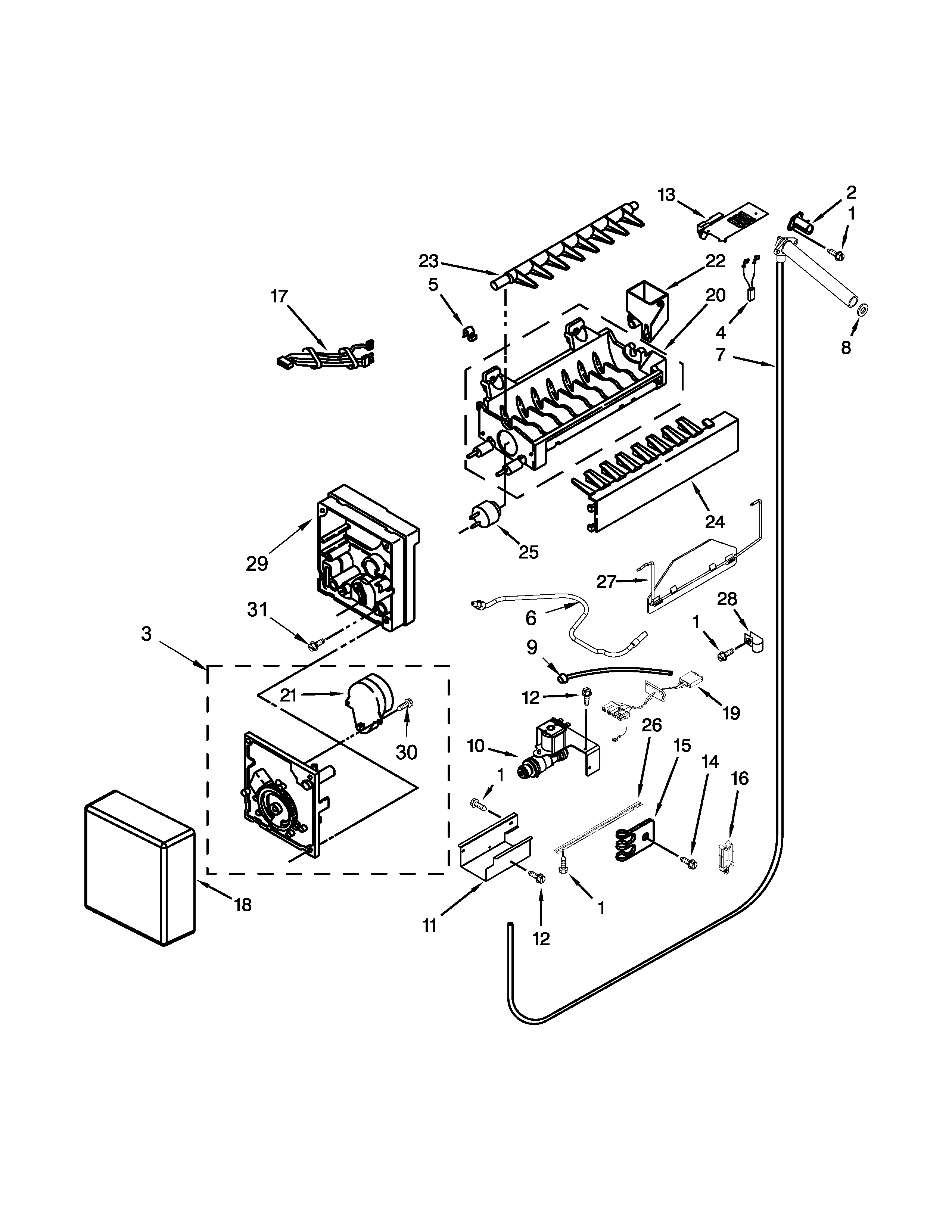 KitchenAid KSSC48FTS18 icemaker parts diagram