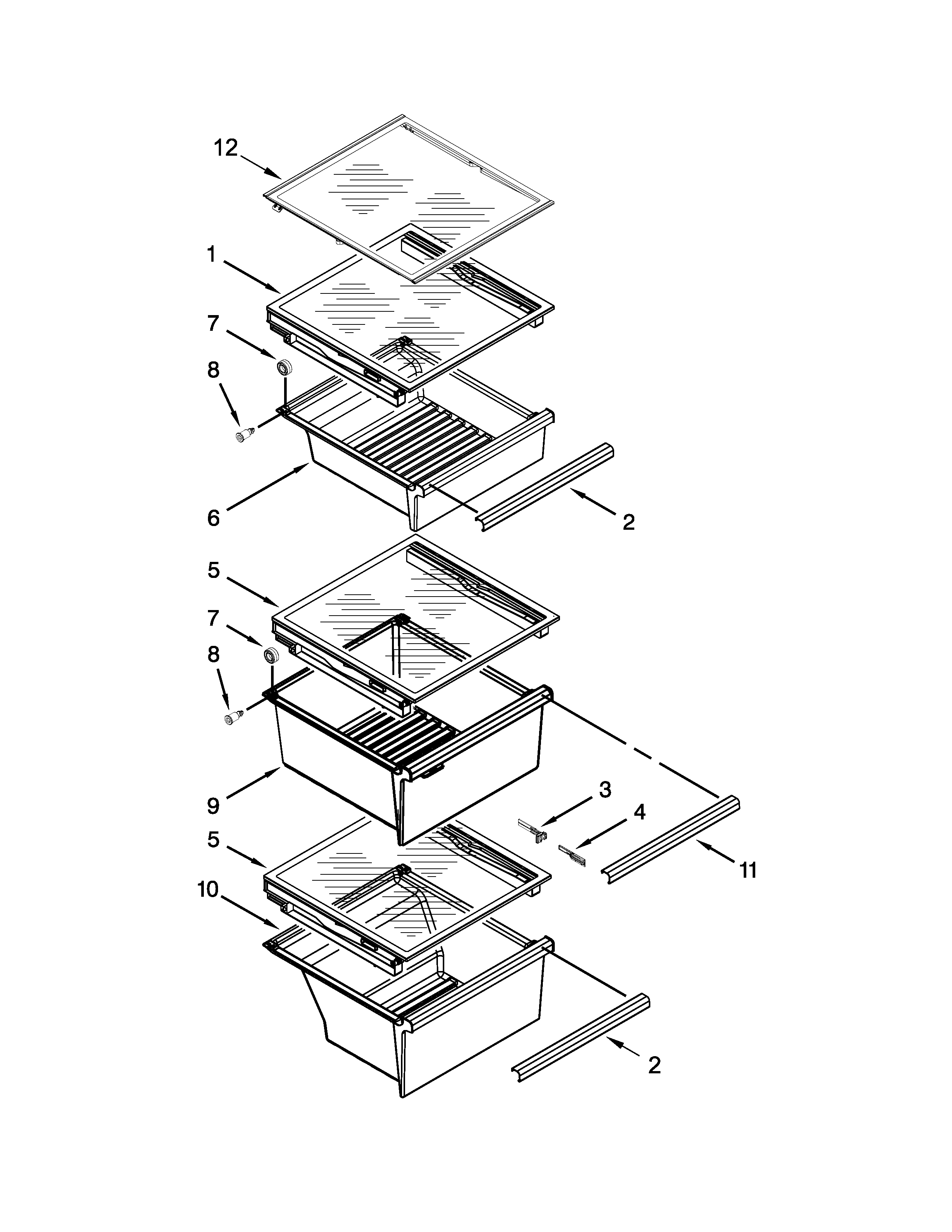 Whirlpool WRS576FIDW00 refrigerator shelf parts diagram