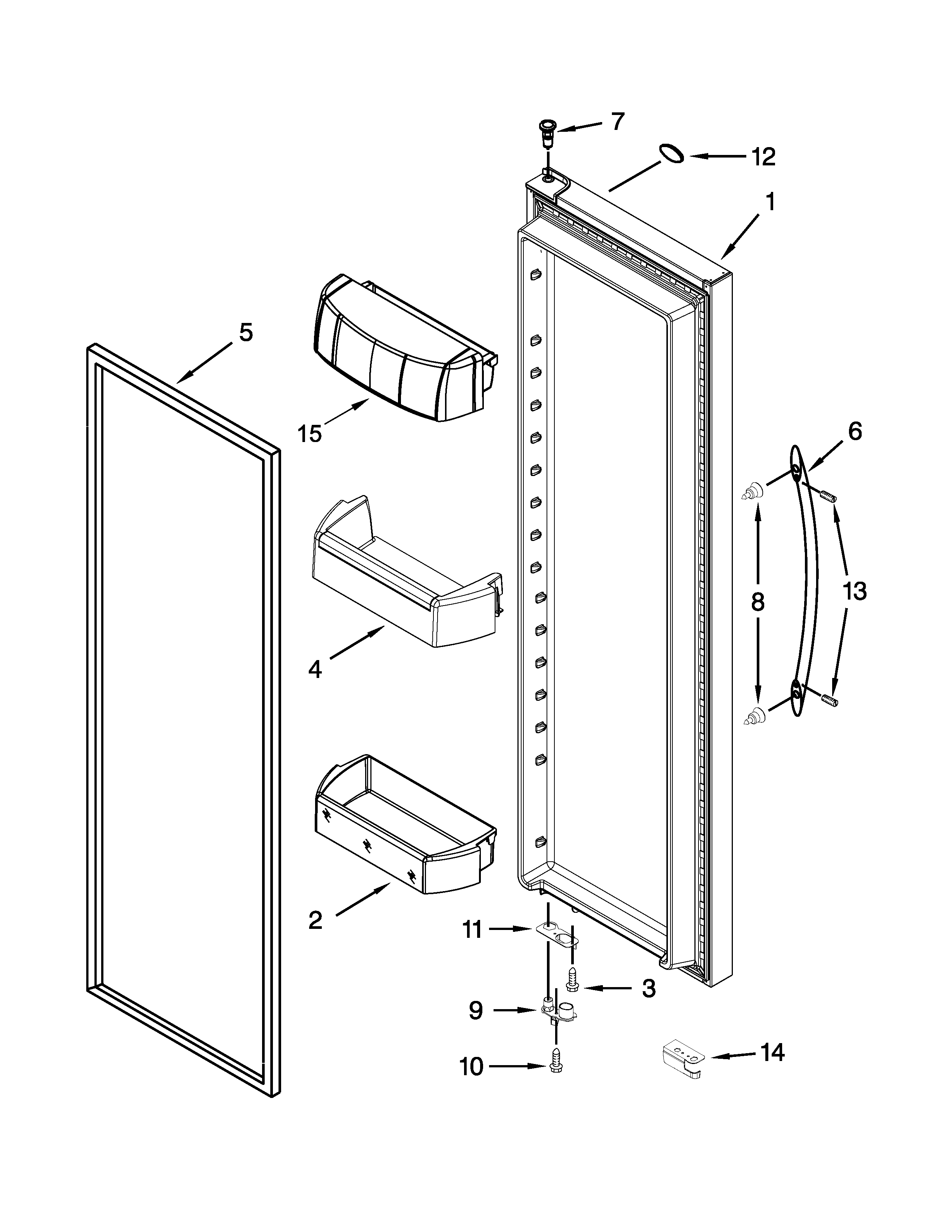 Whirlpool WRS576FIDW00 refrigerator door parts diagram