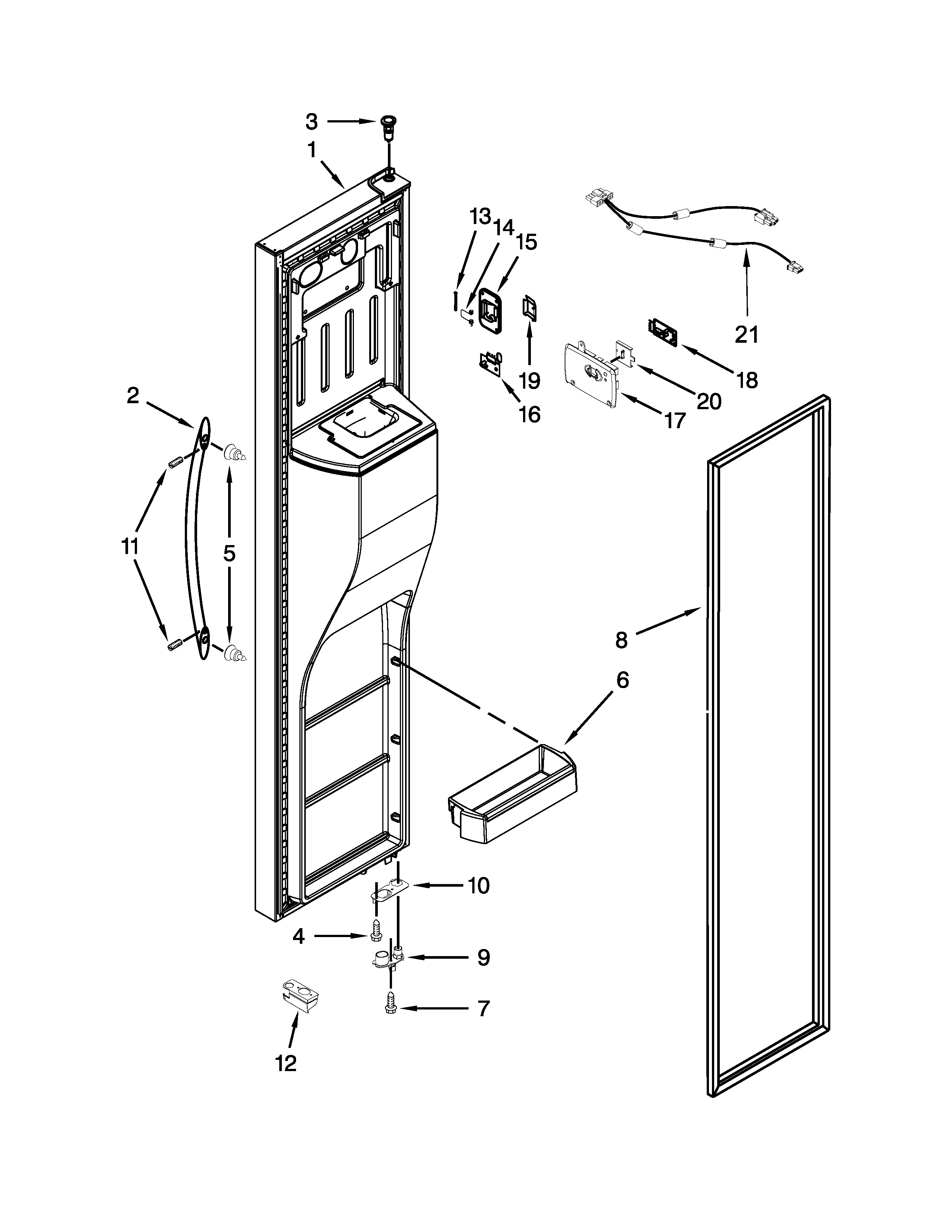 Whirlpool WRS576FIDW00 freezer door parts diagram