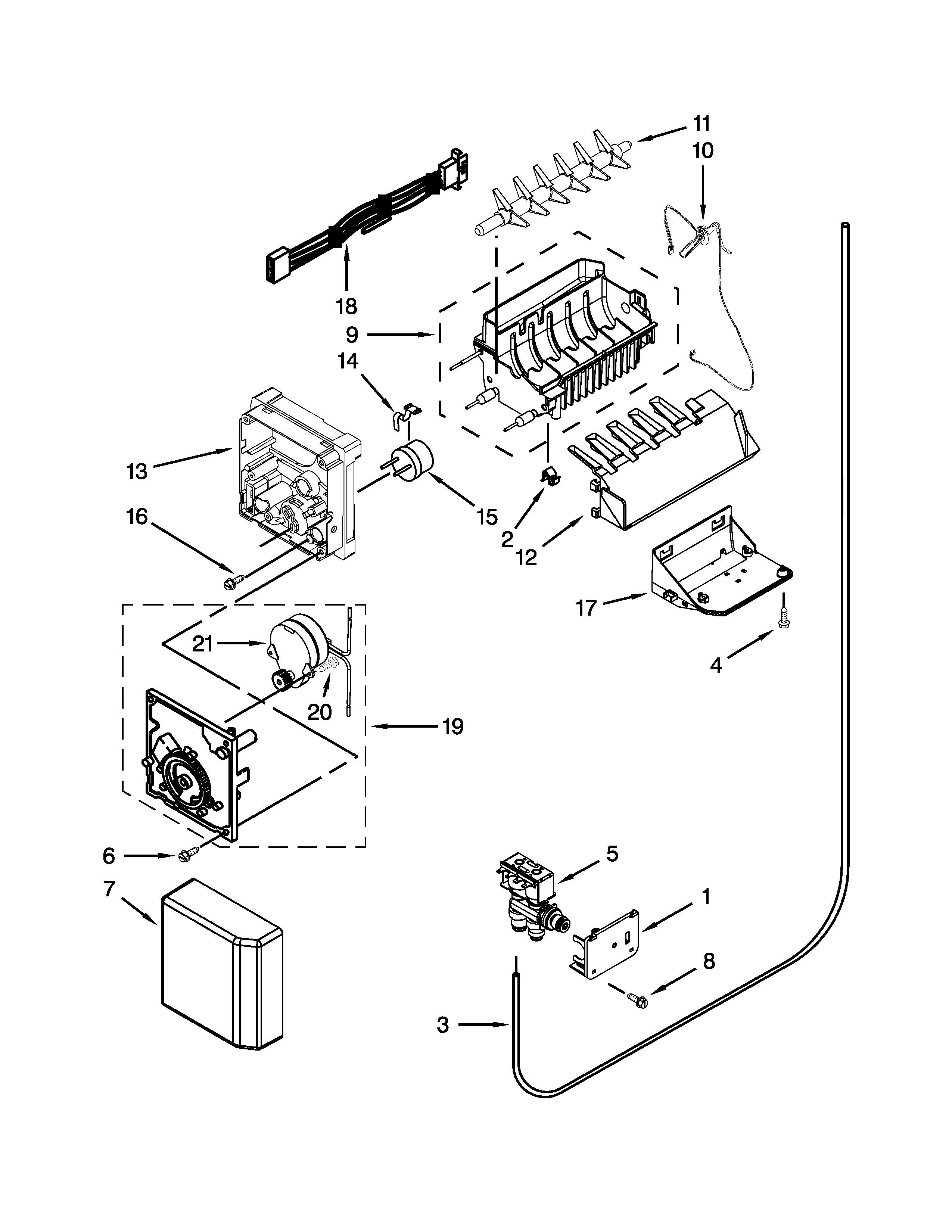 Whirlpool WRS576FIDW00 ice maker parts diagram