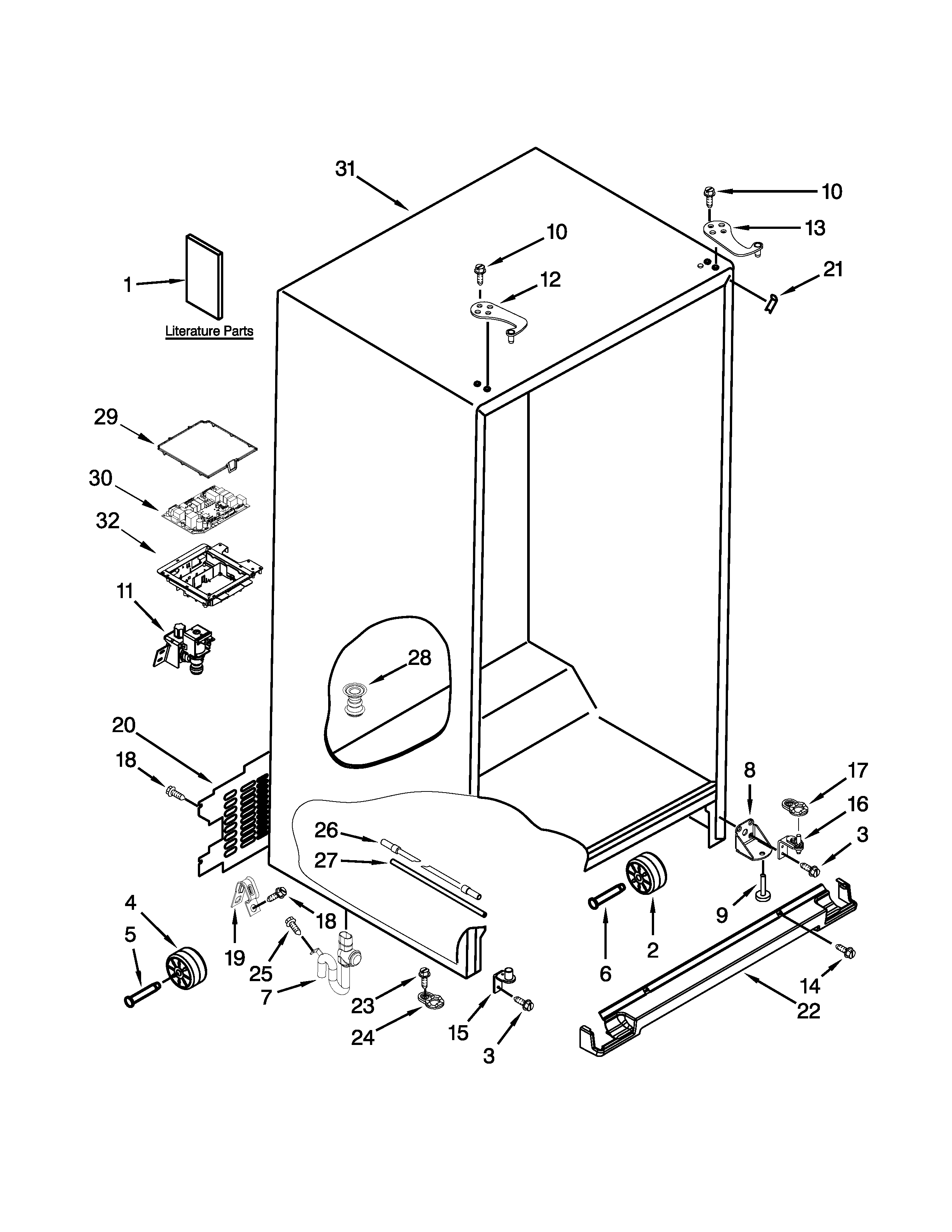 Whirlpool WRS586FIDH00 cabinet parts diagram