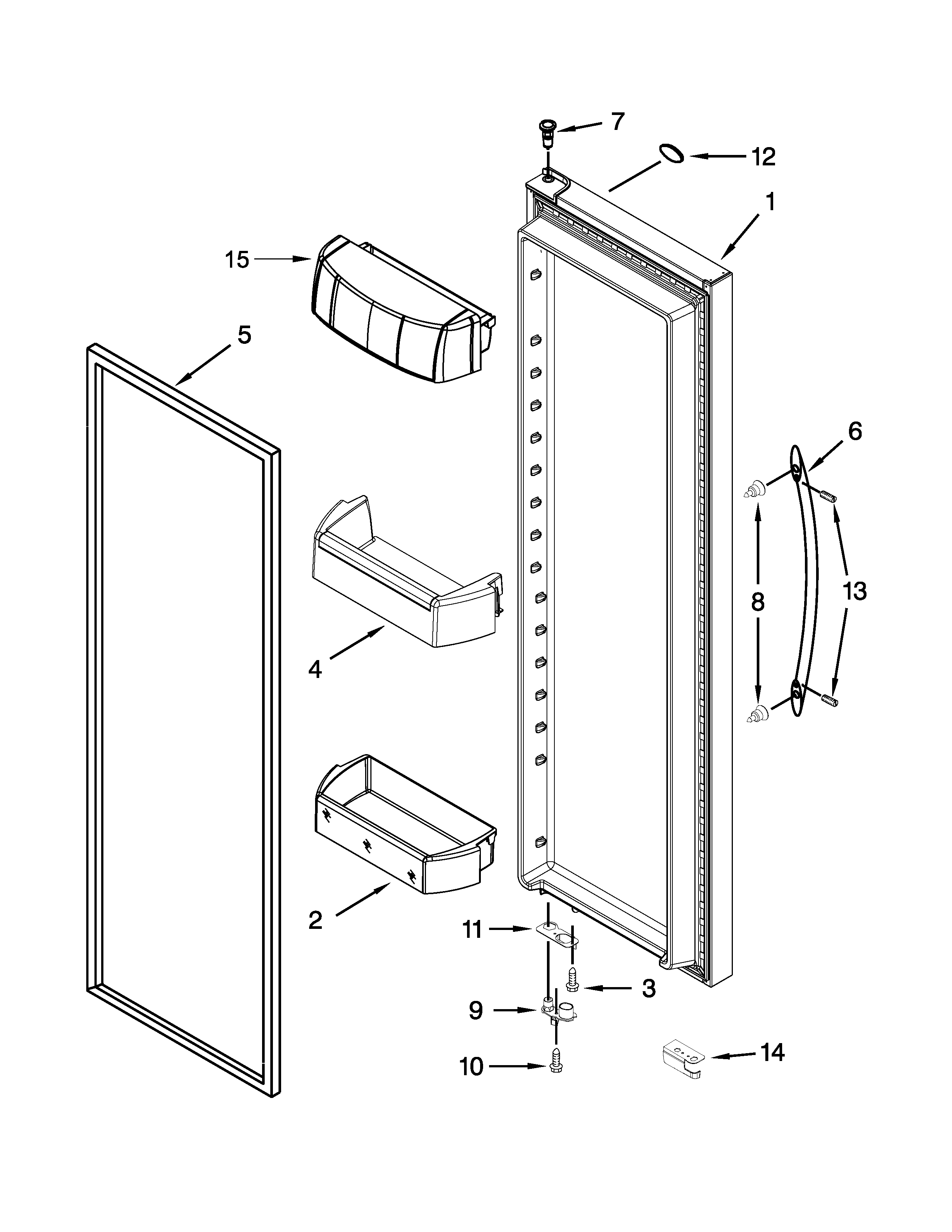 Whirlpool WRS586FIDH00 refrigerator door parts diagram