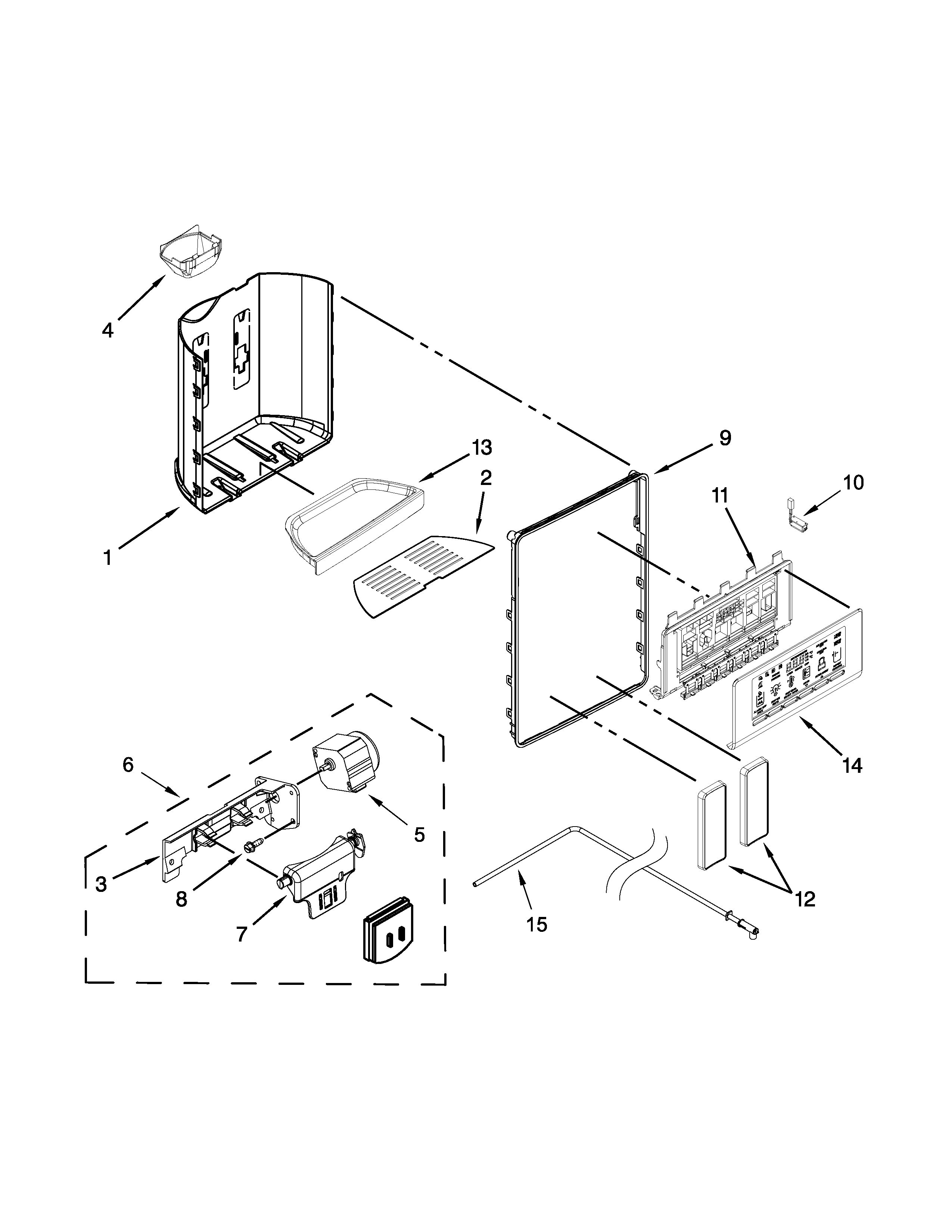 Whirlpool WRS586FIDH00 dispenser parts diagram
