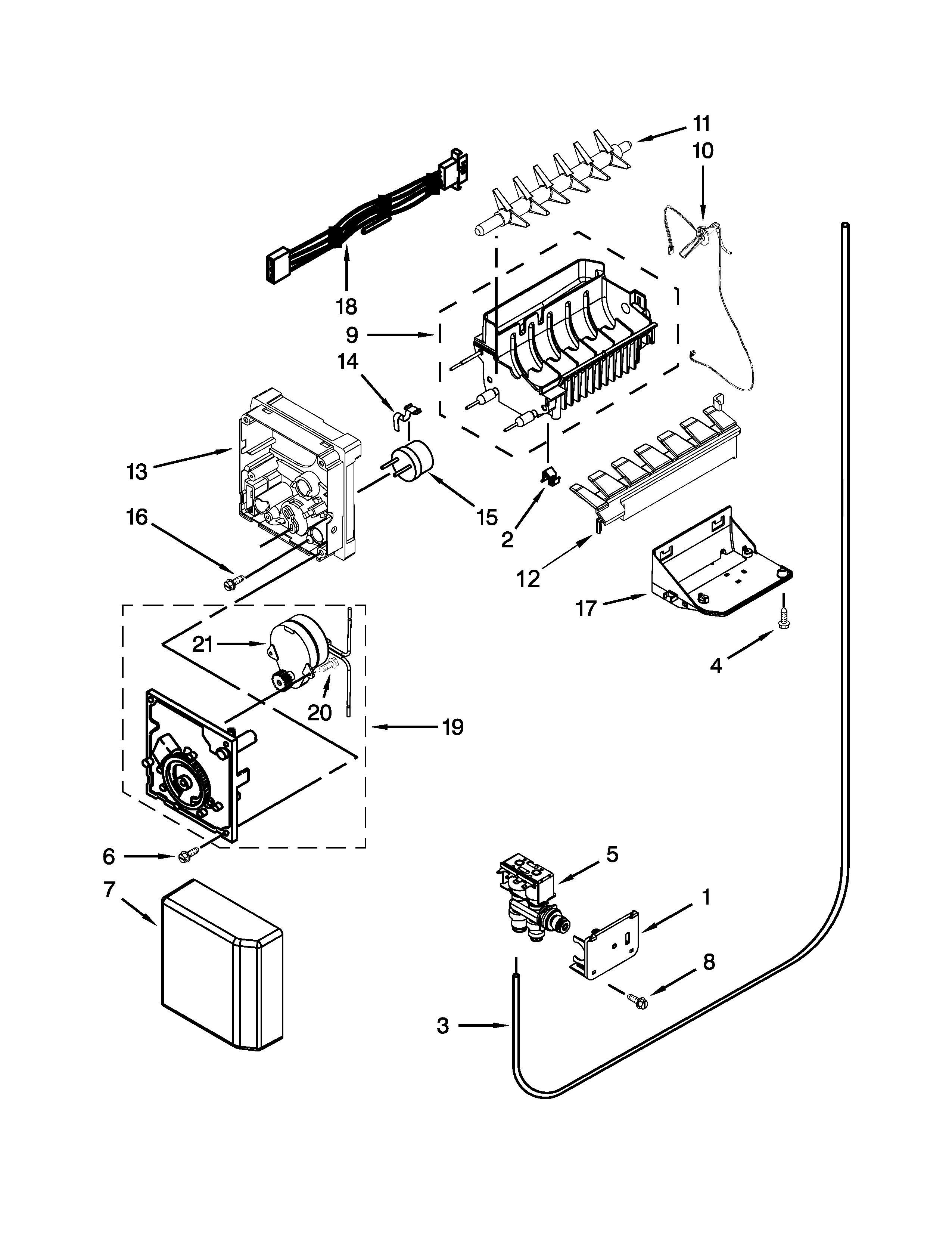 Whirlpool WRS586FIDH00 ice maker parts diagram