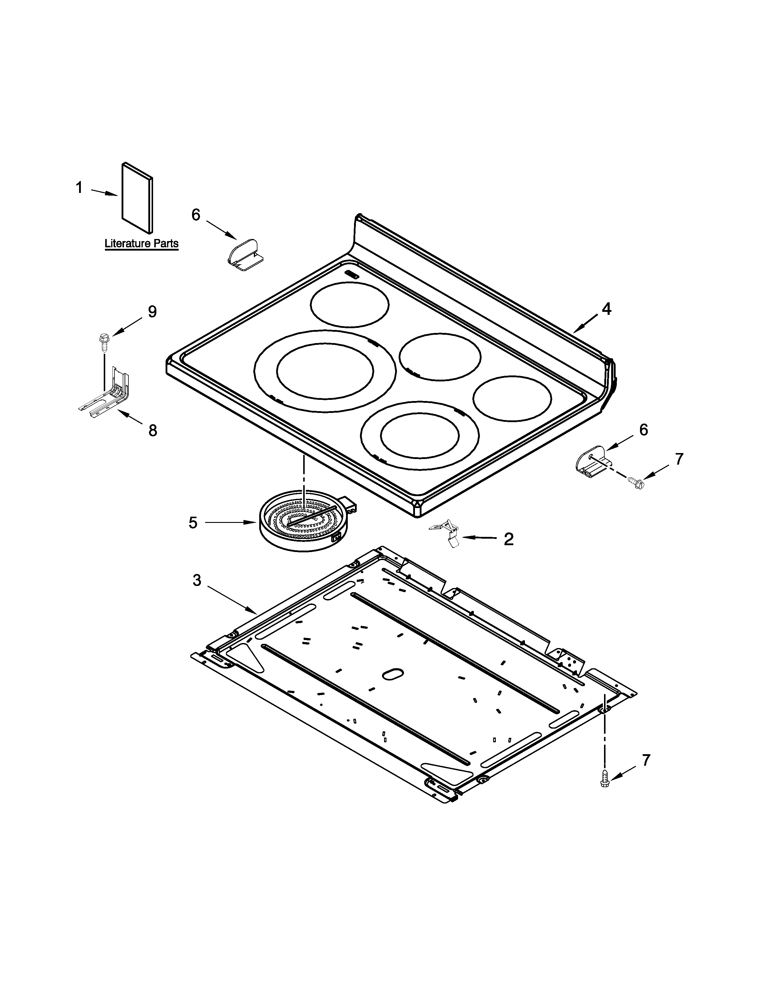 Whirlpool WFE905C0ES0 cooktop parts diagram