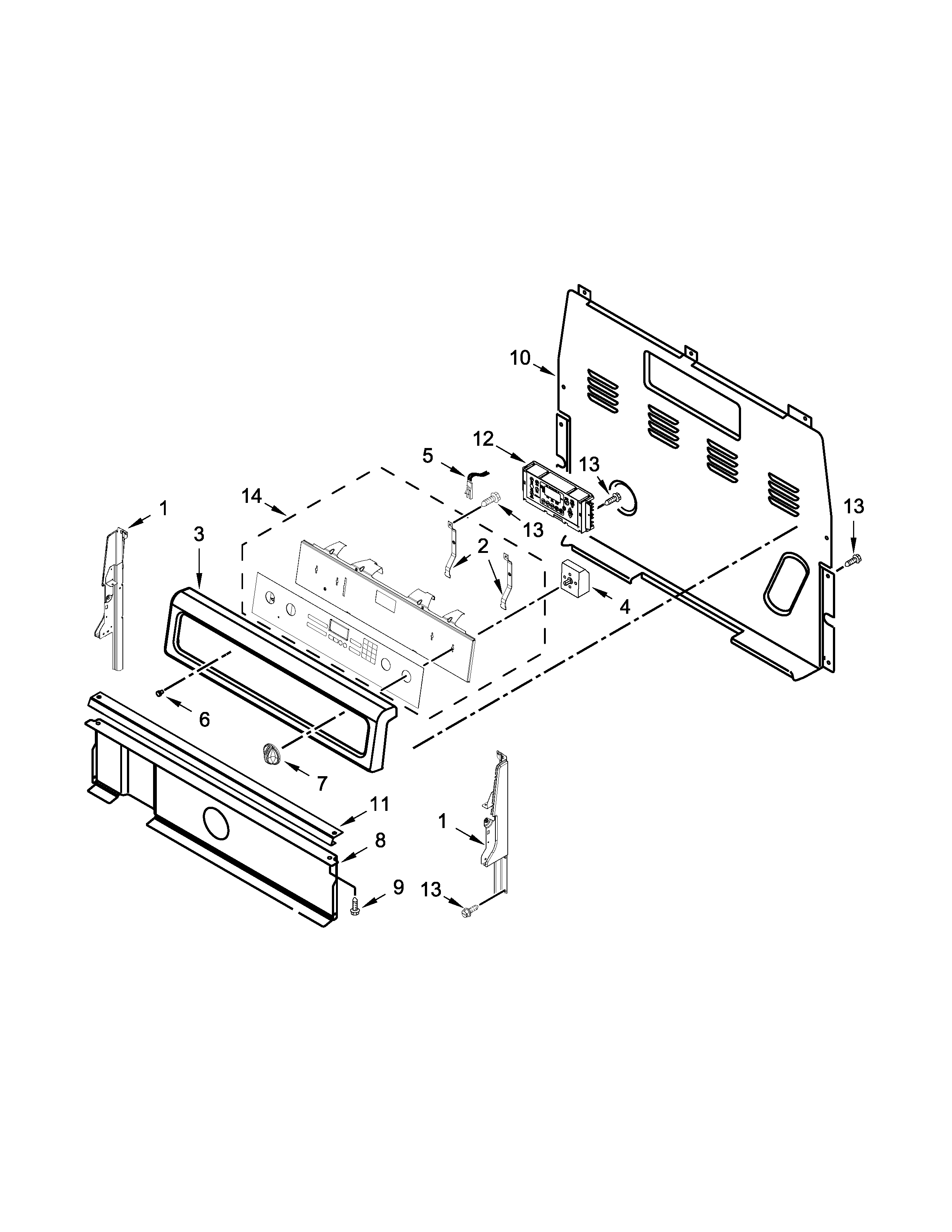 Whirlpool WFE905C0ES0 control panel parts diagram