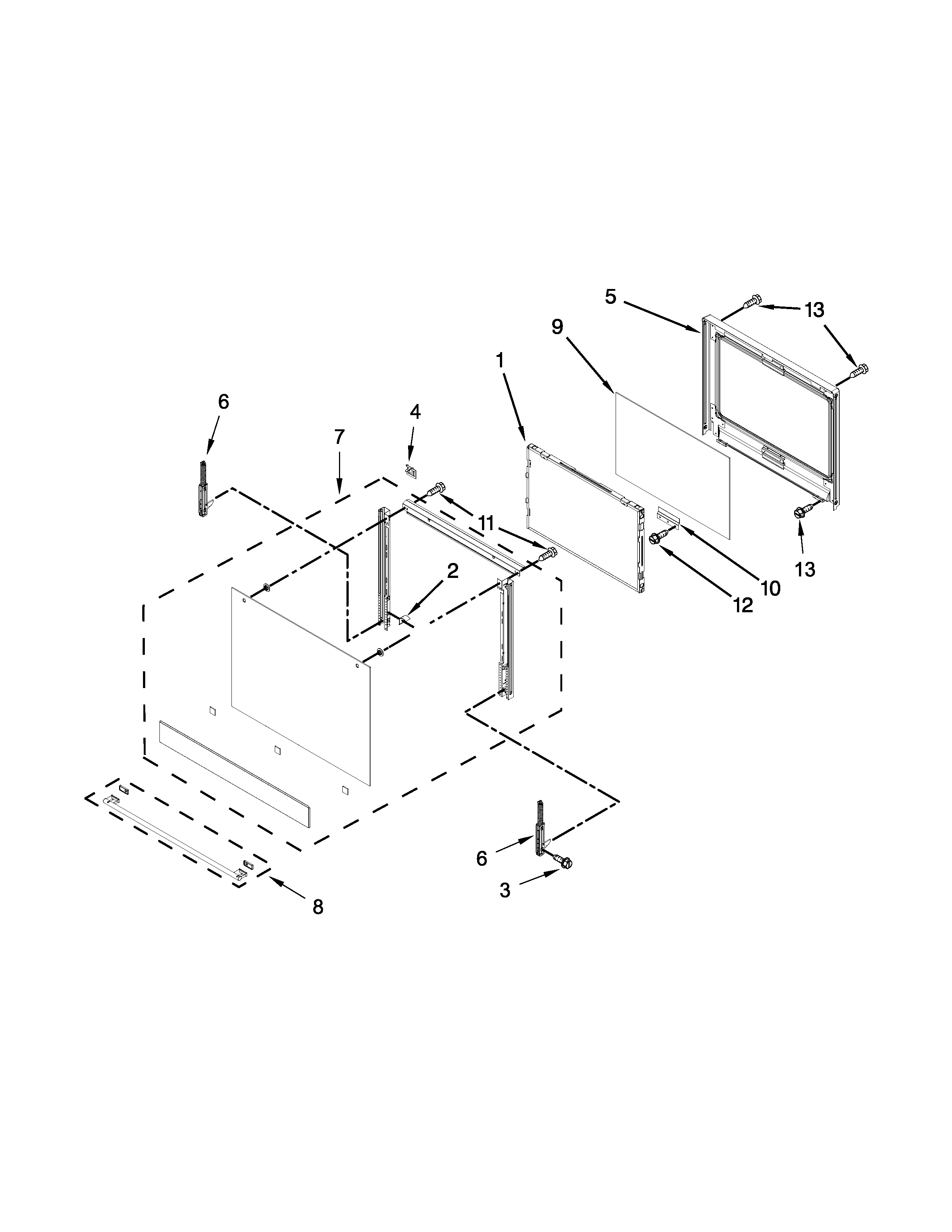 Ikea IBD350DS01 lower oven door parts diagram