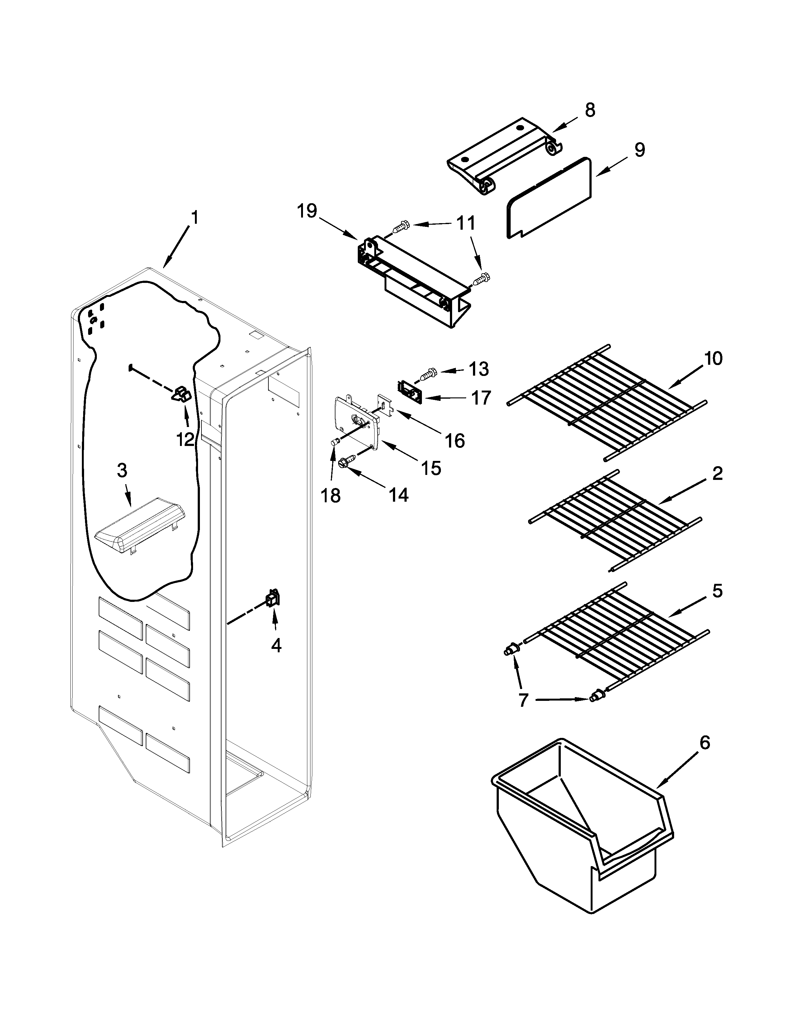 KitchenAid KSF22C4CYY01 freezer liner parts diagram