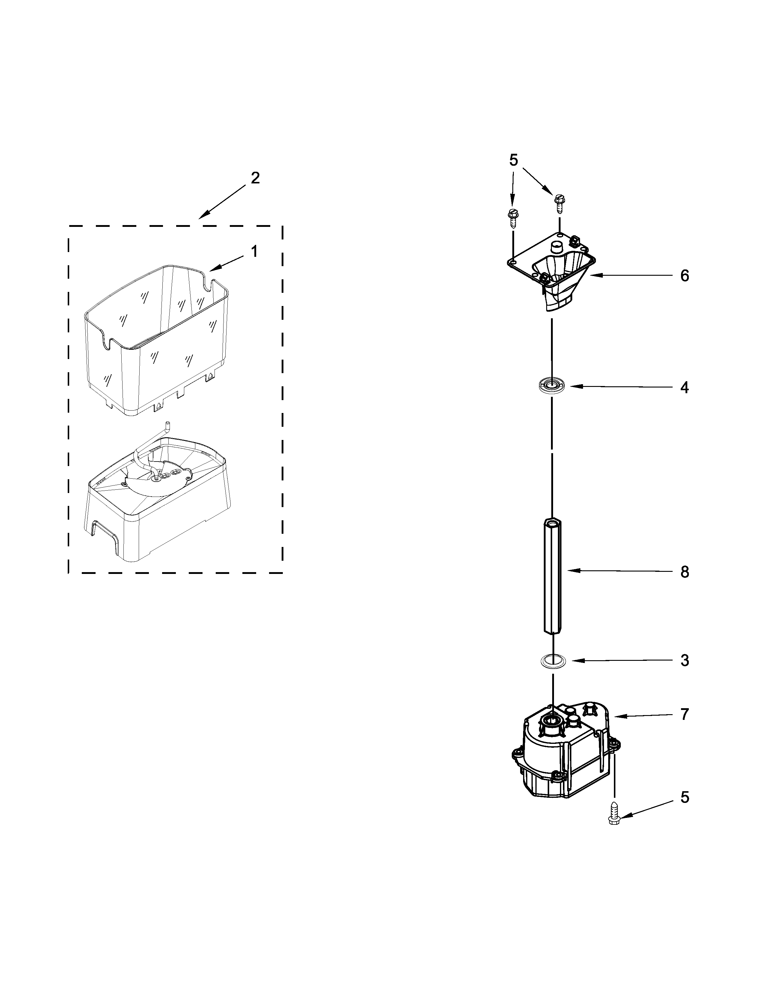 KitchenAid KSF22C4CYY01 motor and ice container parts diagram
