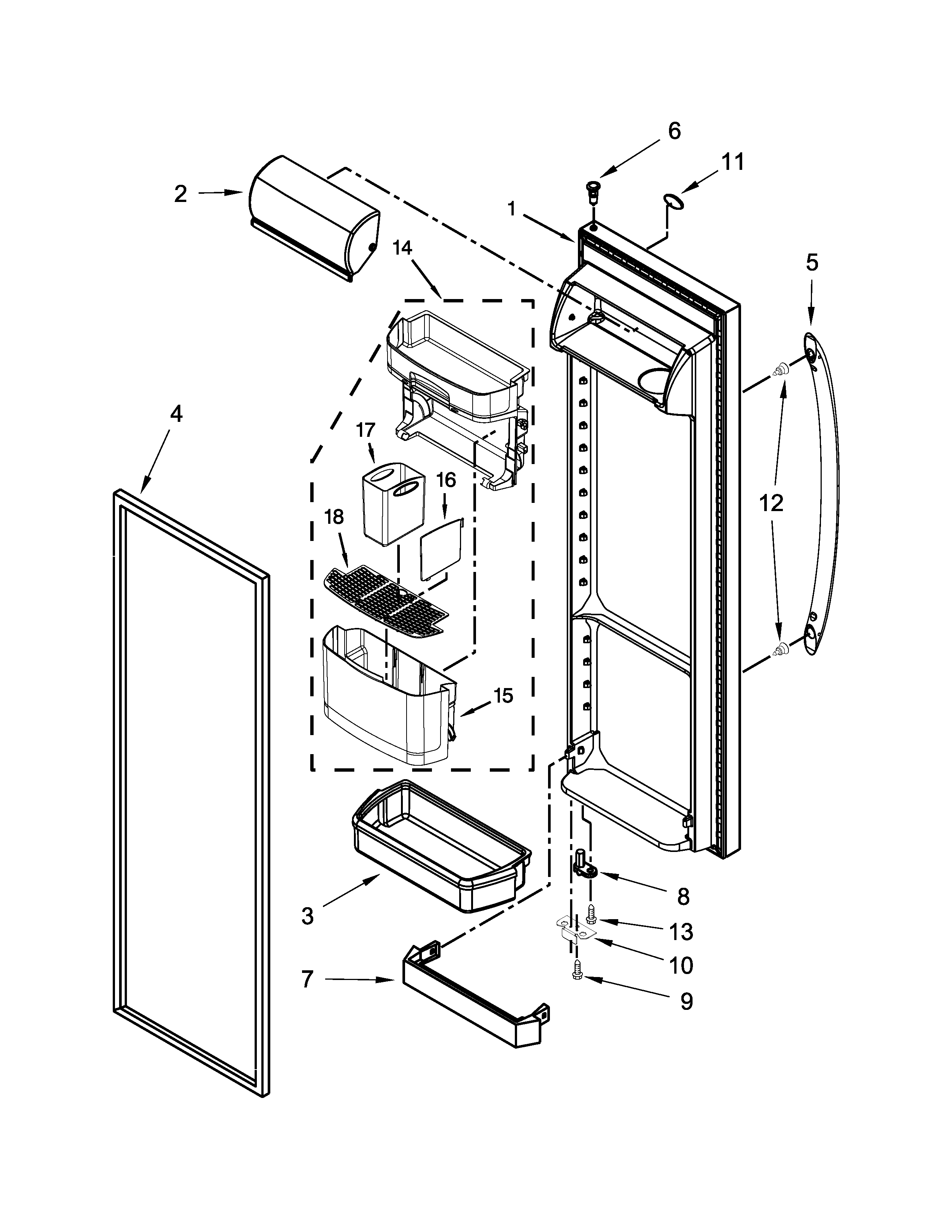 KitchenAid KSF22C4CYY01 refrigerator door parts diagram
