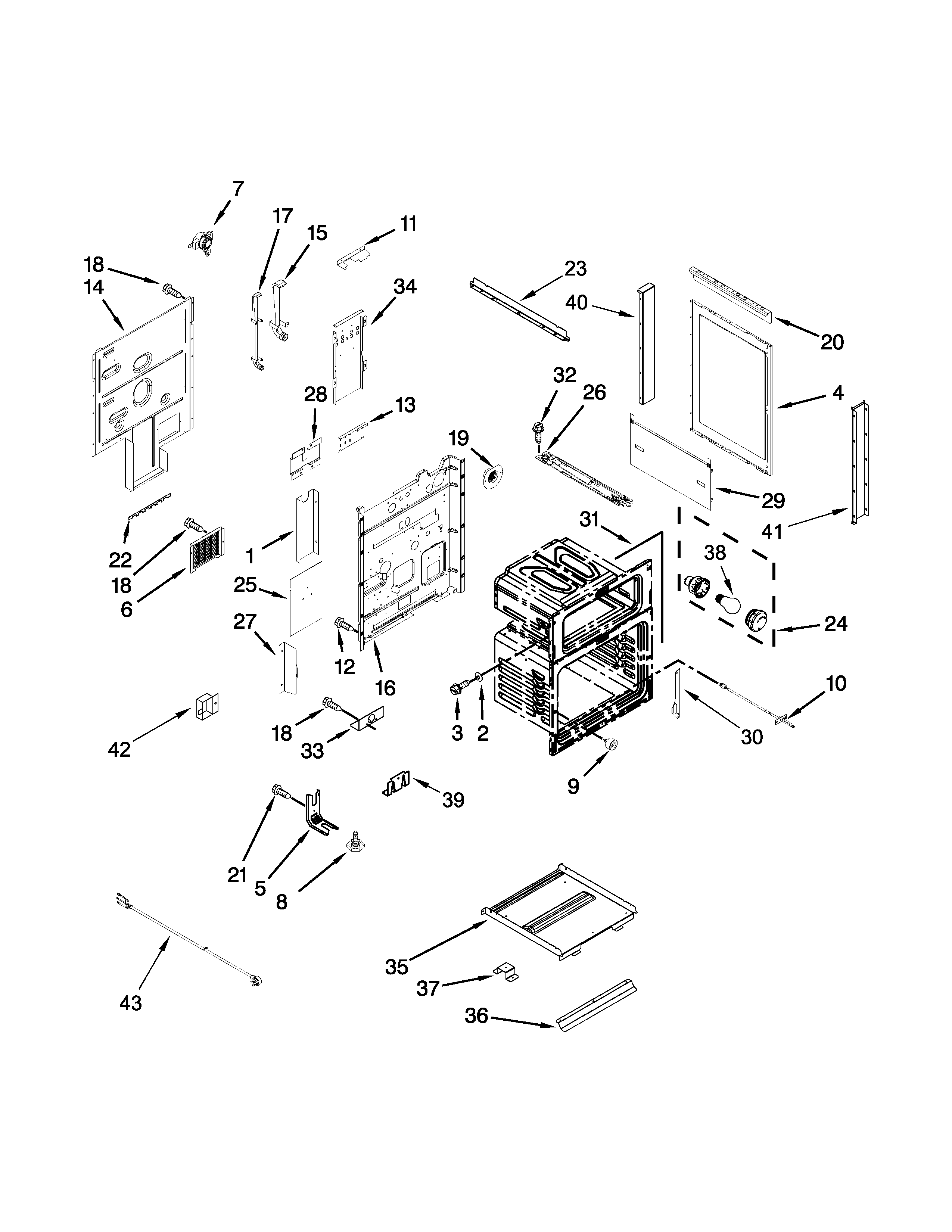 Whirlpool YWGI925C0BS1 chassis parts diagram