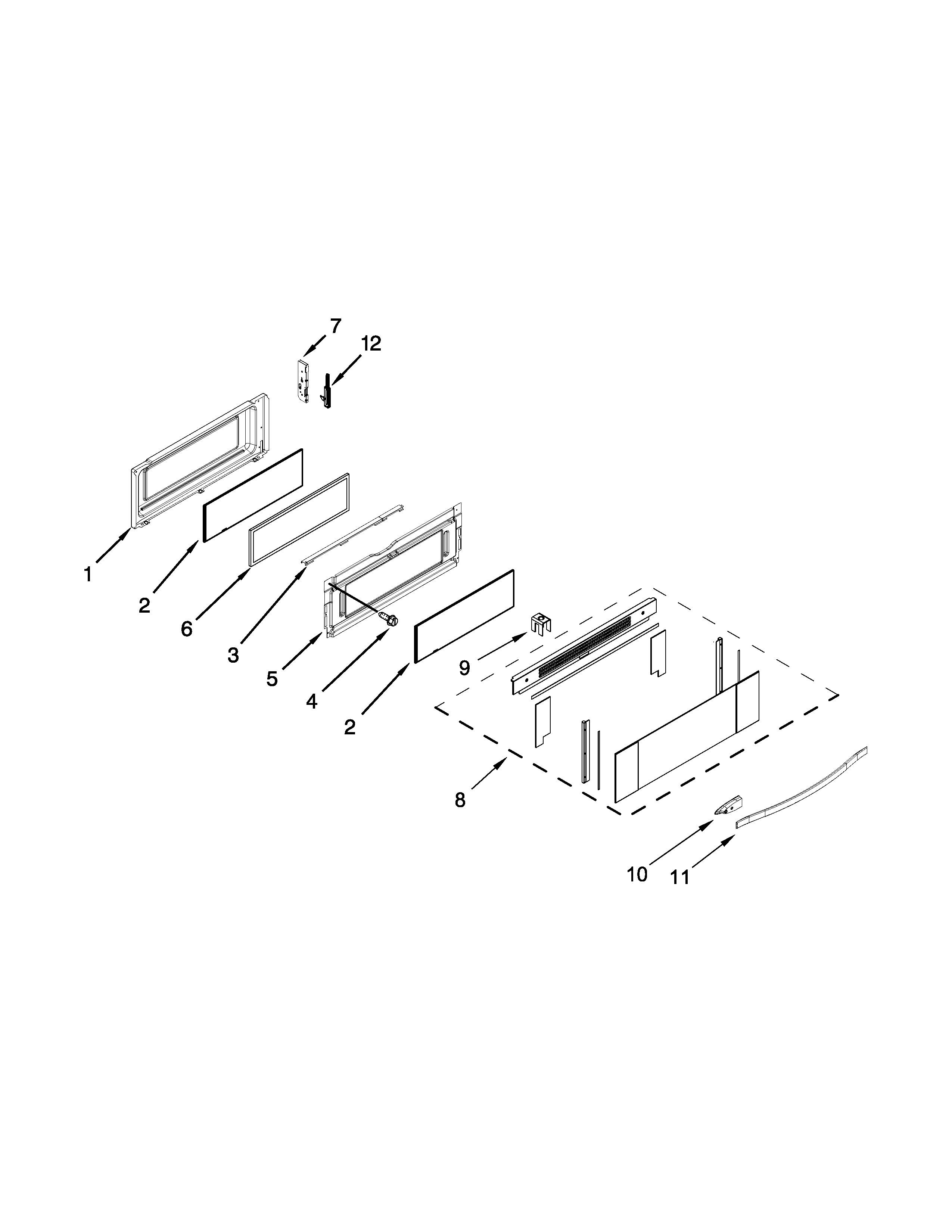 Whirlpool YWGI925C0BS1 upper door parts diagram