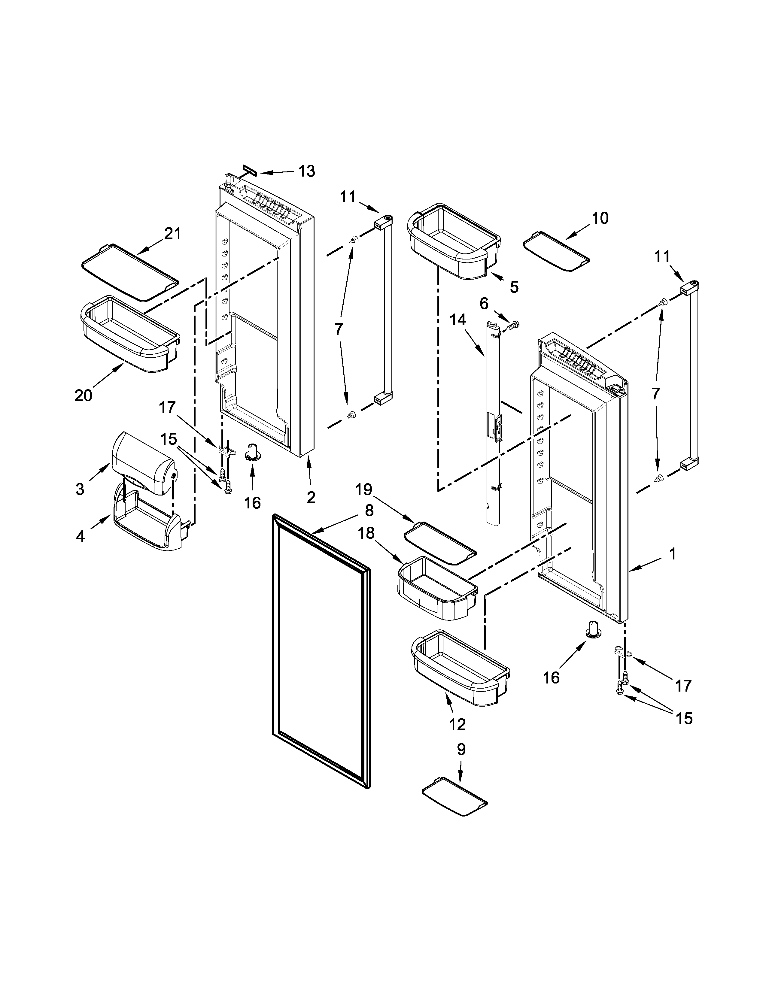 KitchenAid KRFF302EBL00 refrigerator door parts diagram