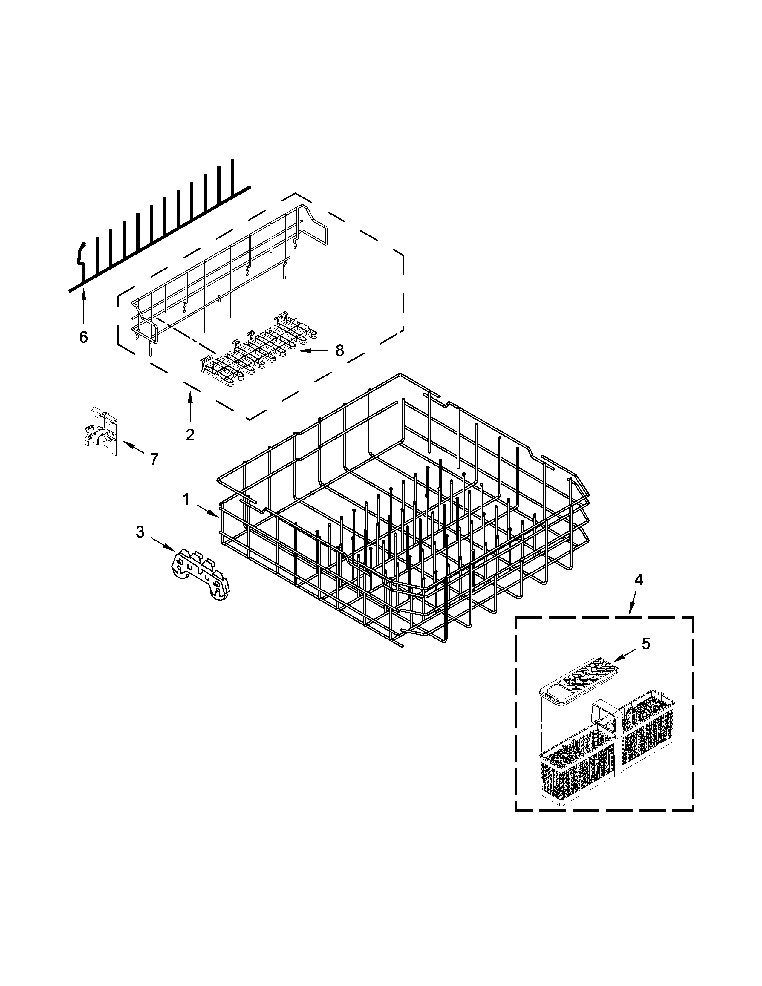 Maytag MDB8969SDM2 lower rack parts diagram