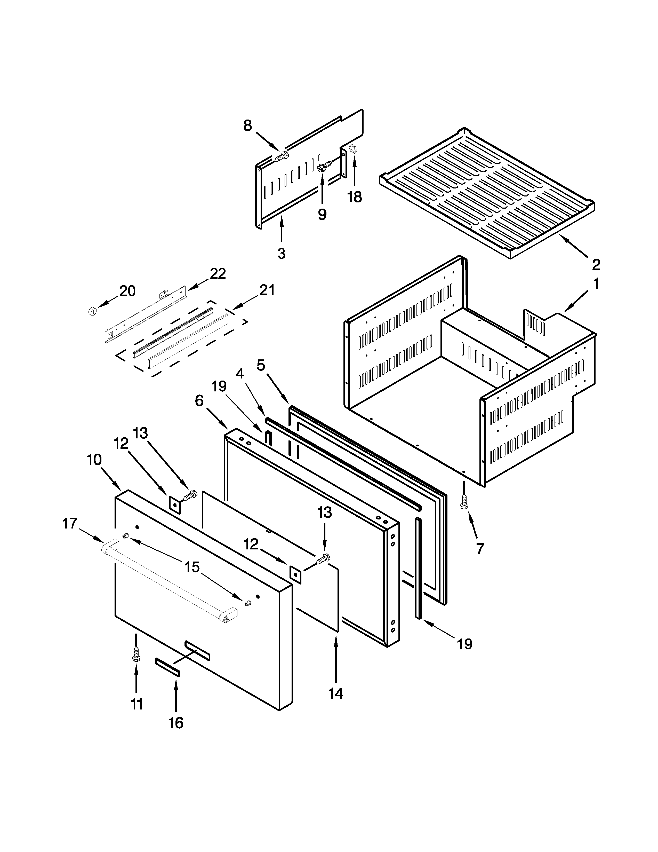 KitchenAid KUDR204EPA00 lower drawer parts diagram