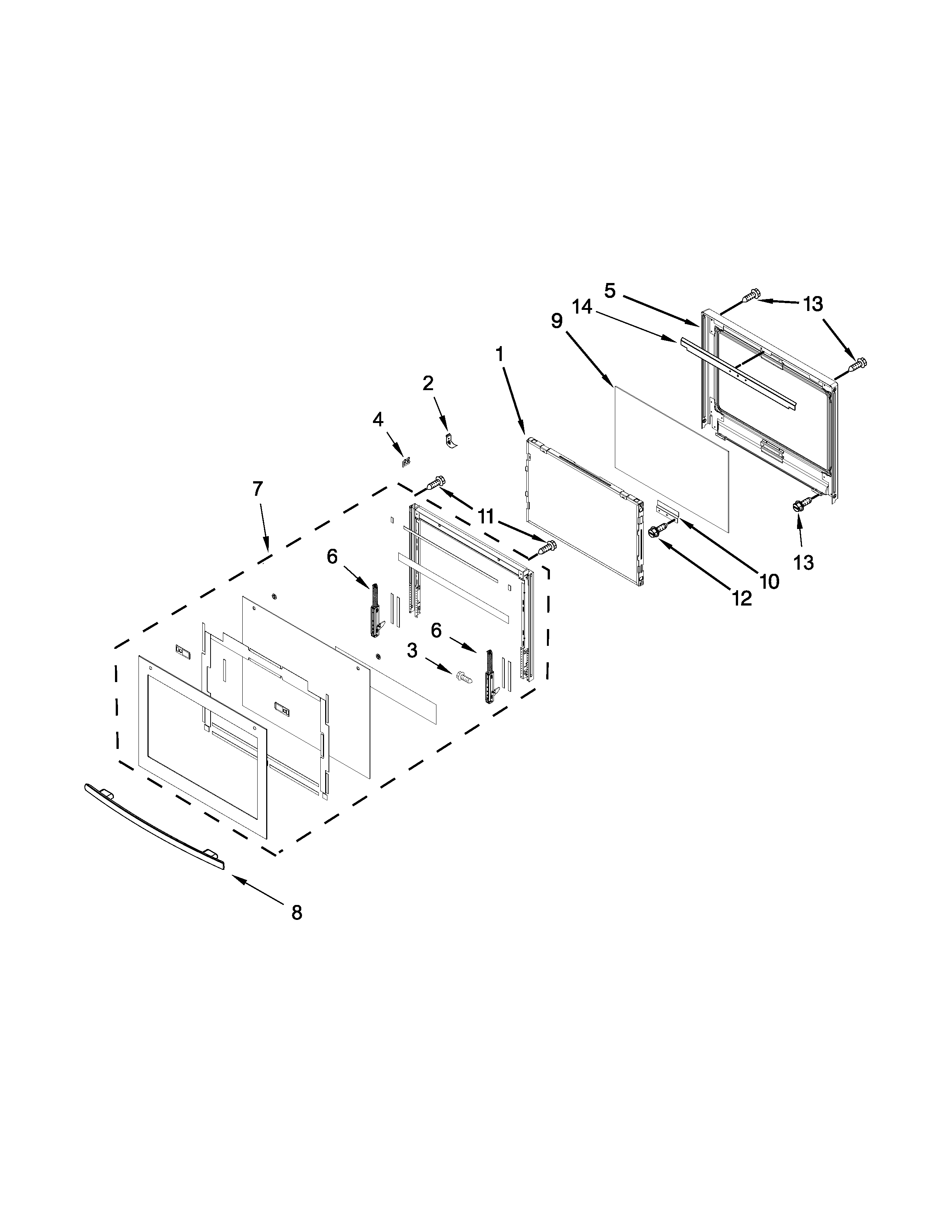 Jenn-Air JJW2730DS00 upper oven door parts diagram