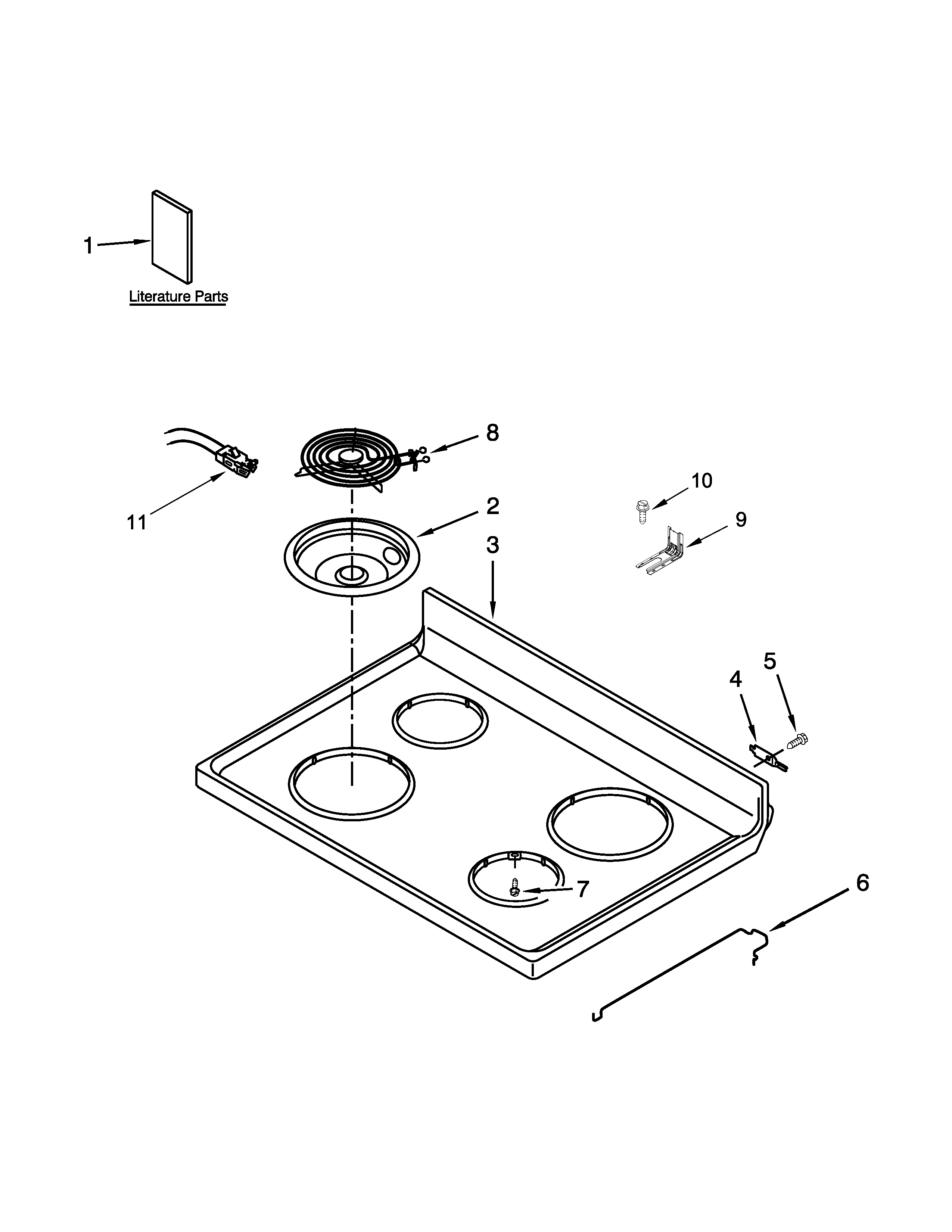 Whirlpool YWFC310S0EW0 cooktop parts diagram