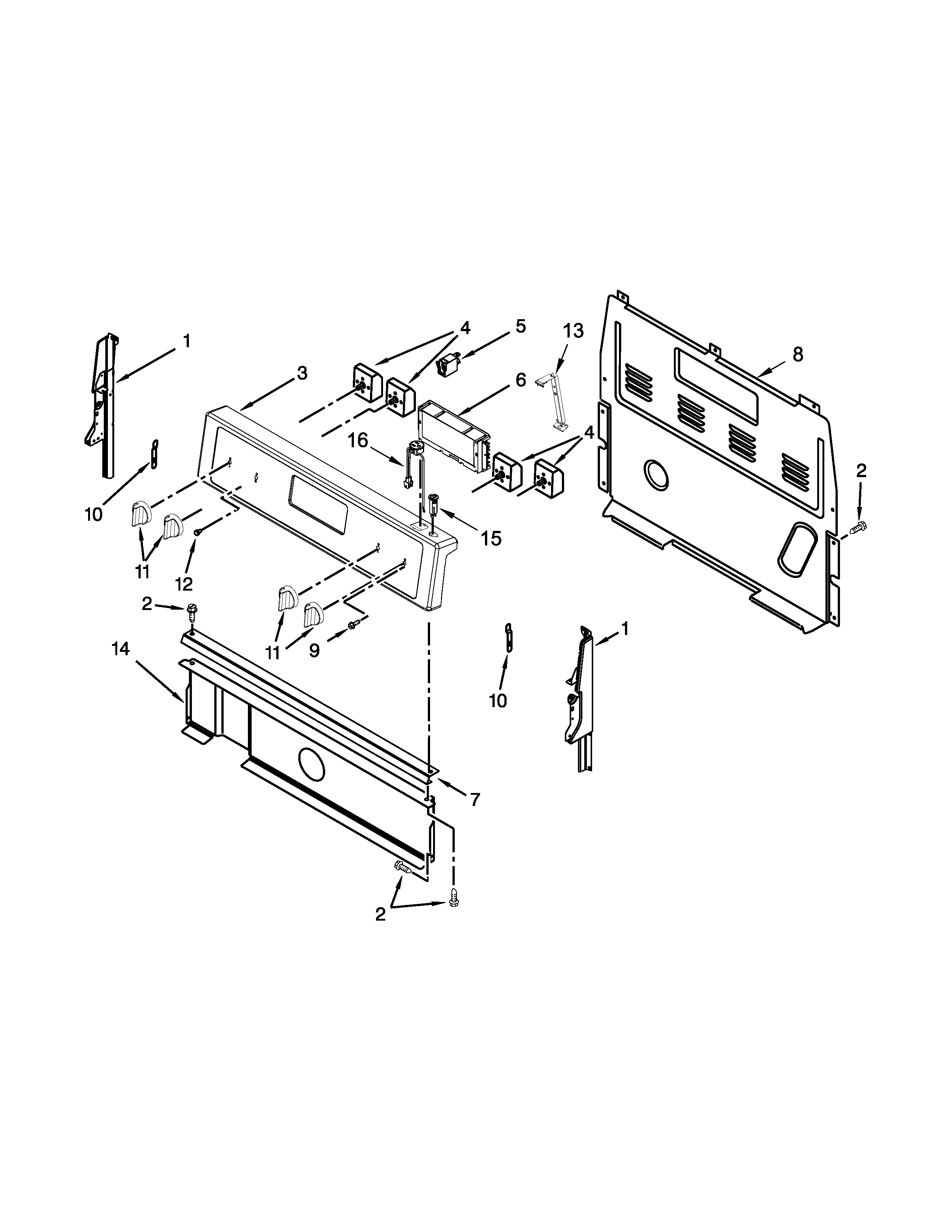 Whirlpool YWFC310S0EW0 control panel parts diagram