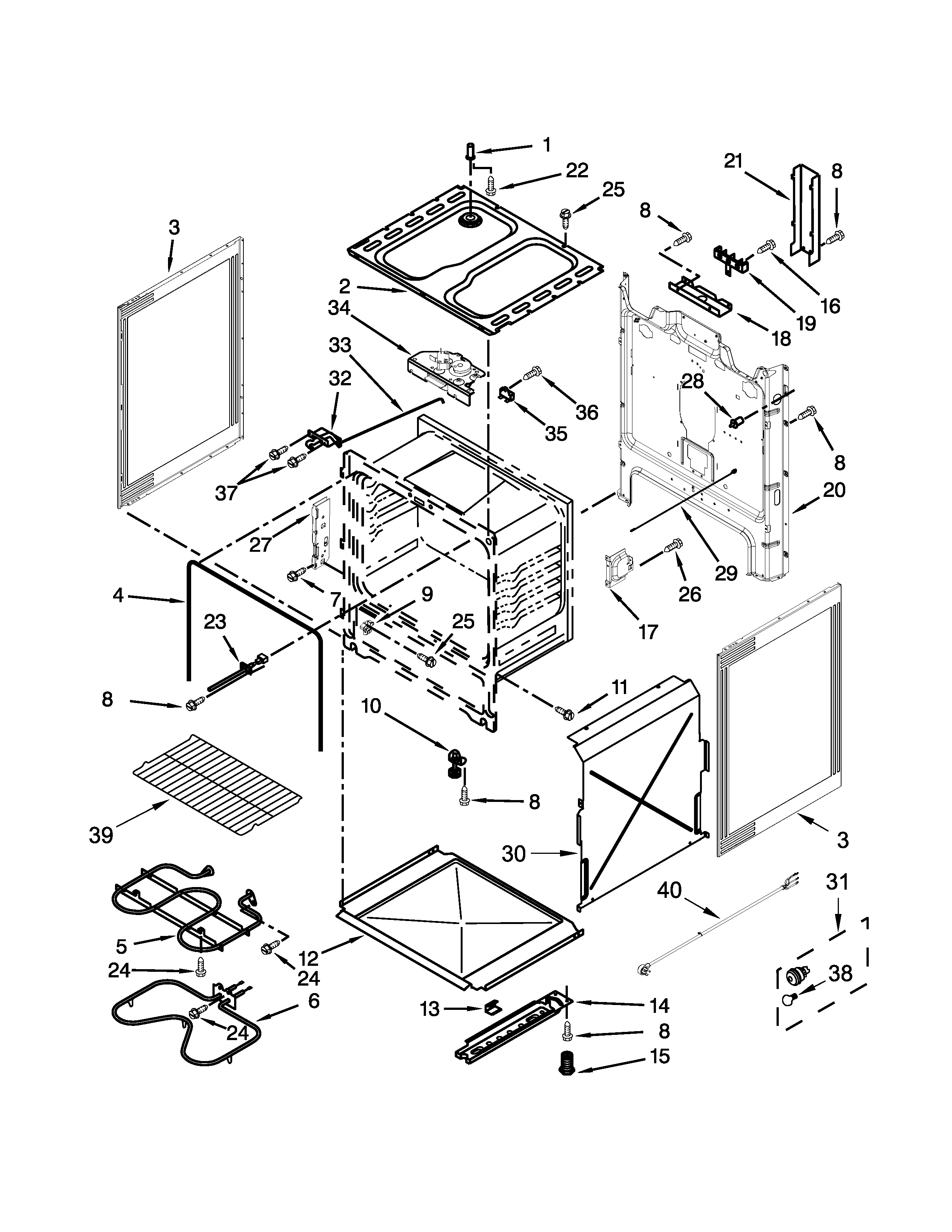 Whirlpool YWFC310S0EW0 chassis parts diagram