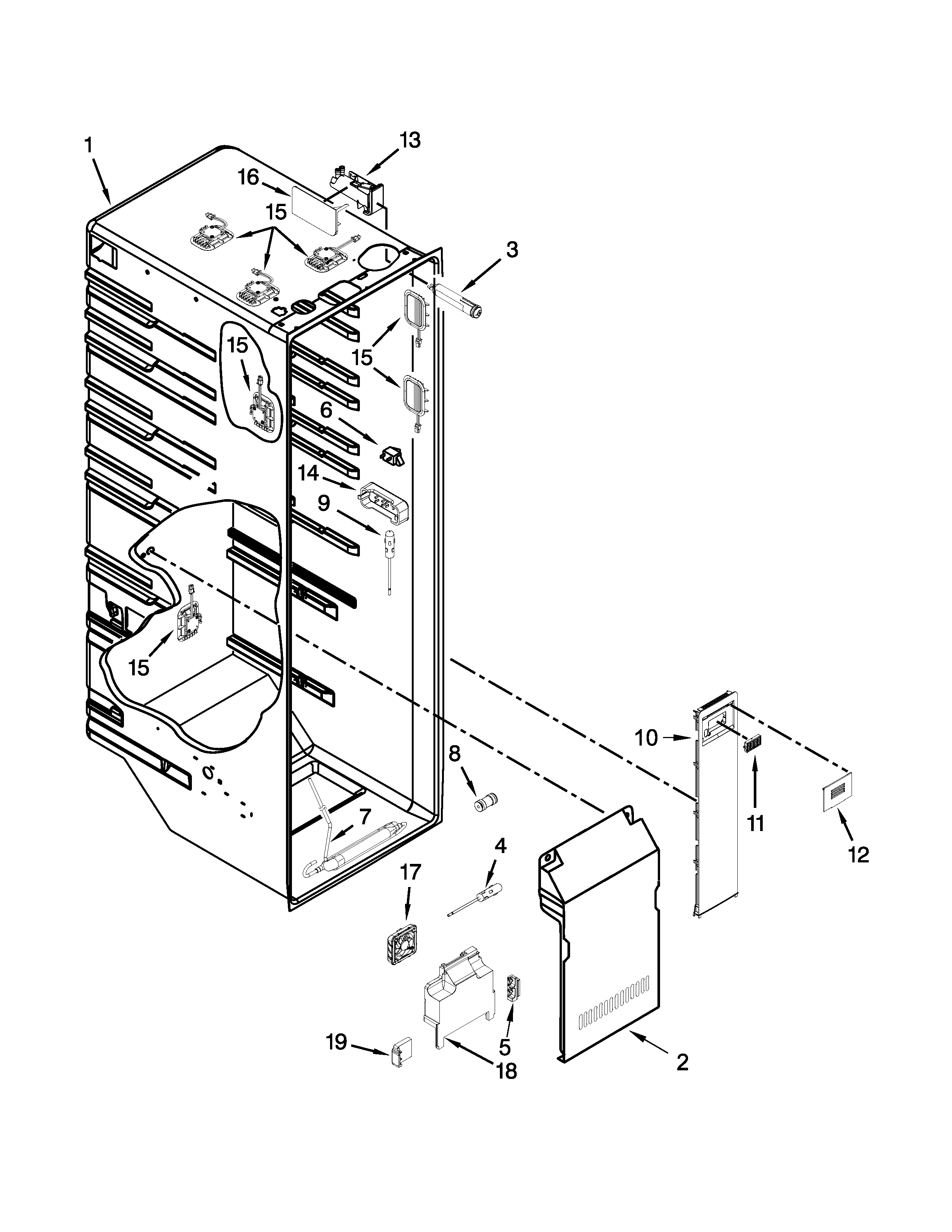 KitchenAid KSC24C8EYP04 refrigerator liner parts diagram