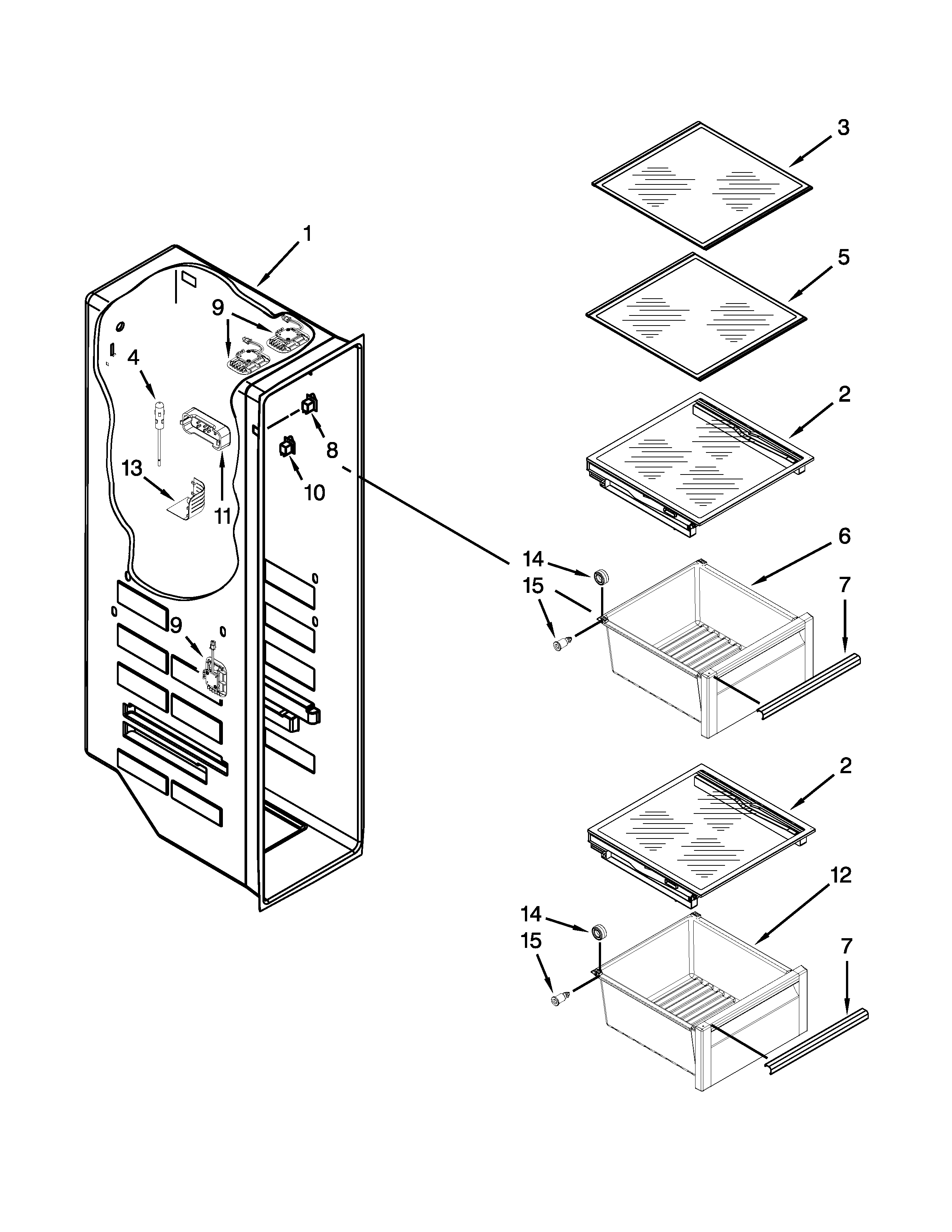 KitchenAid KSC24C8EYP04 freezer liner parts diagram