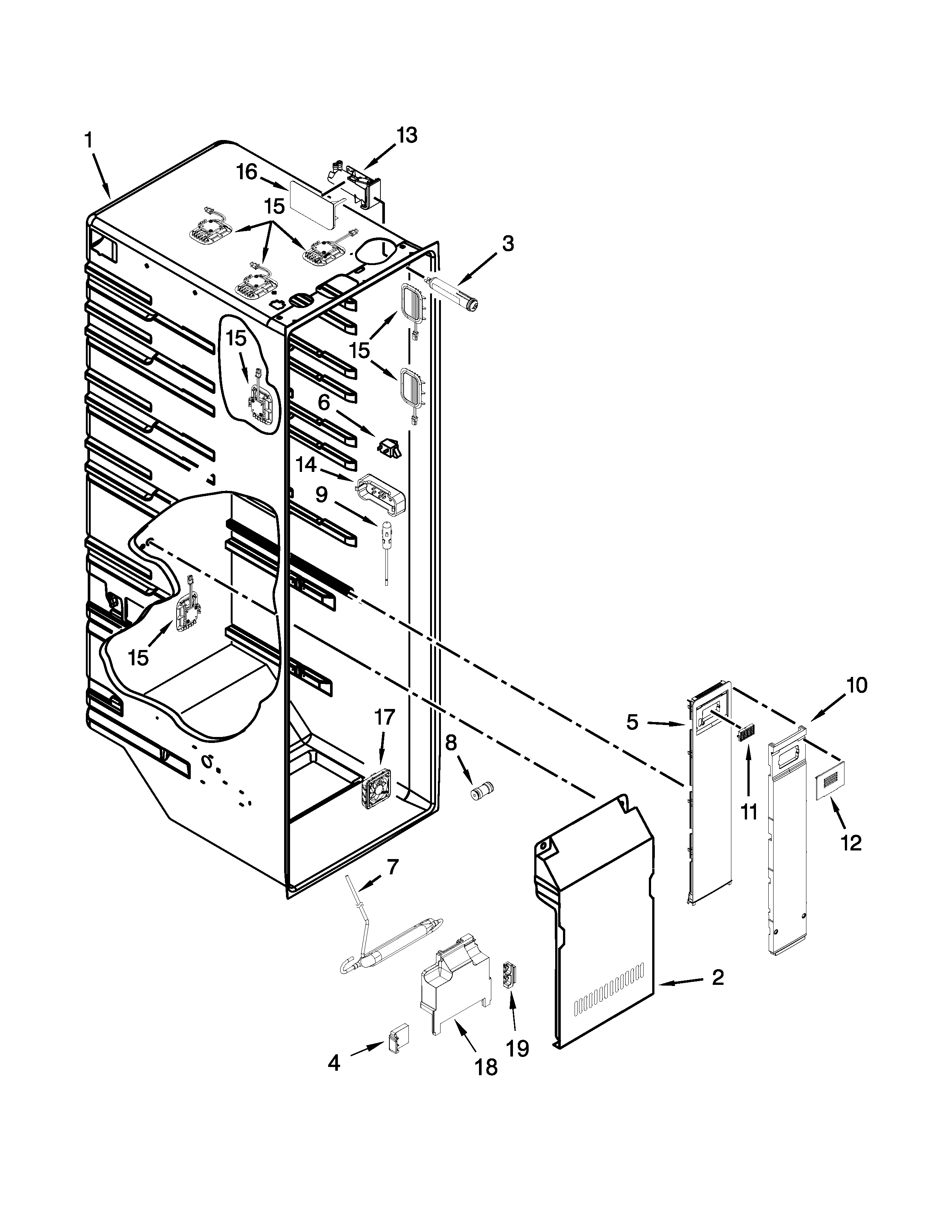 KitchenAid KSC24C8EYY04 refrigerator liner parts diagram