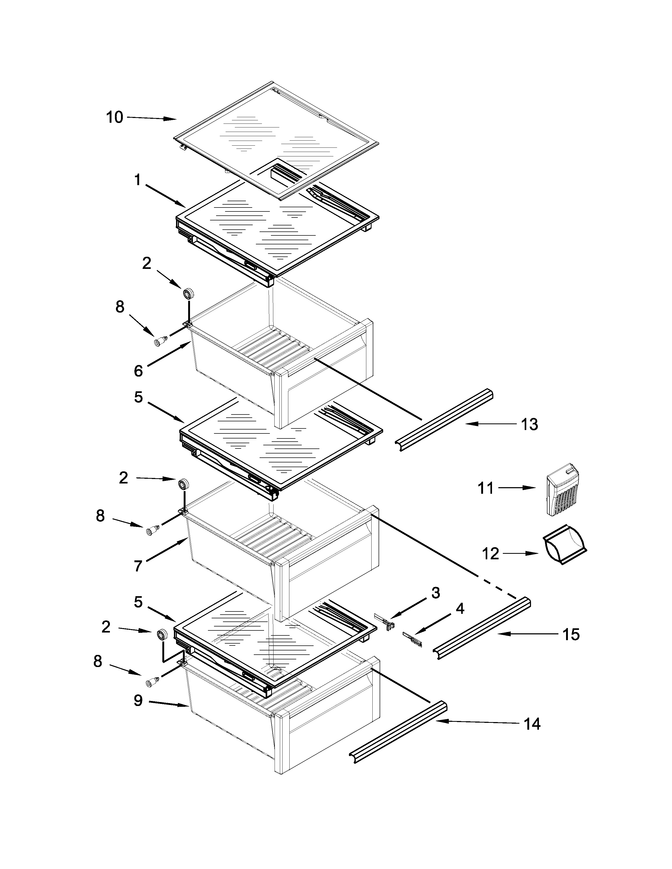 KitchenAid KSC24C8EYY04 refrigerator shelf parts diagram