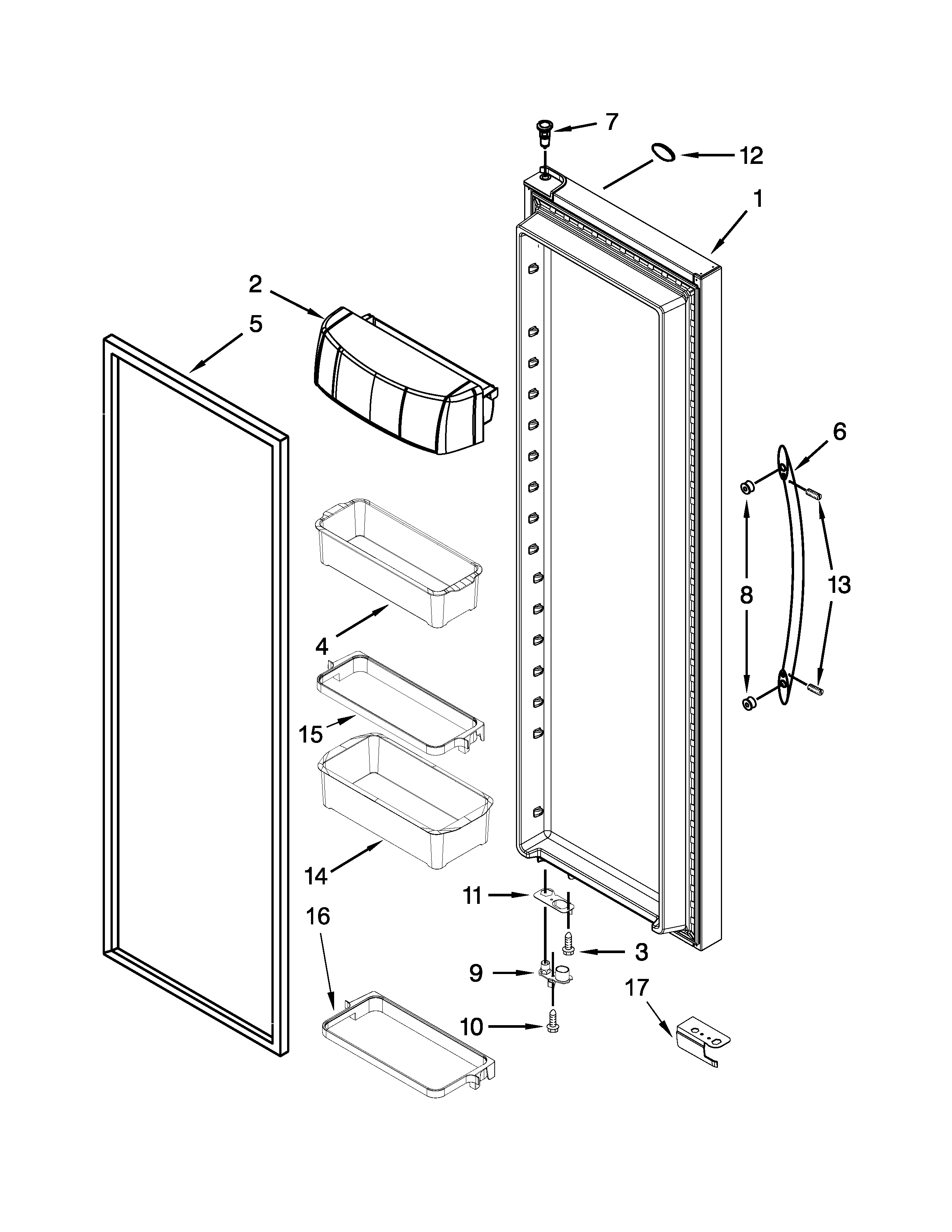 KitchenAid KSC24C8EYY04 refrigerator door parts diagram