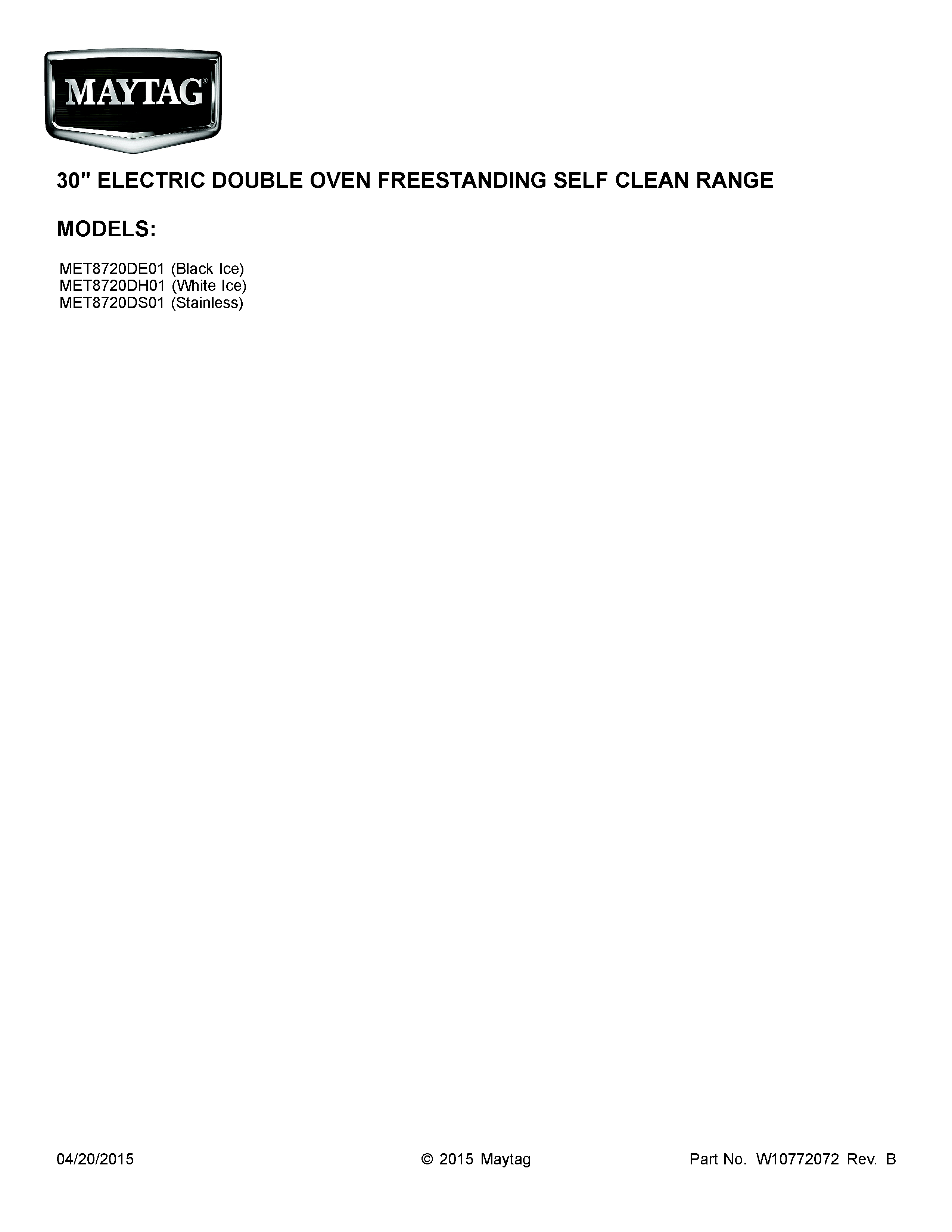 Maytag MET8720DS01 cover sheet diagram