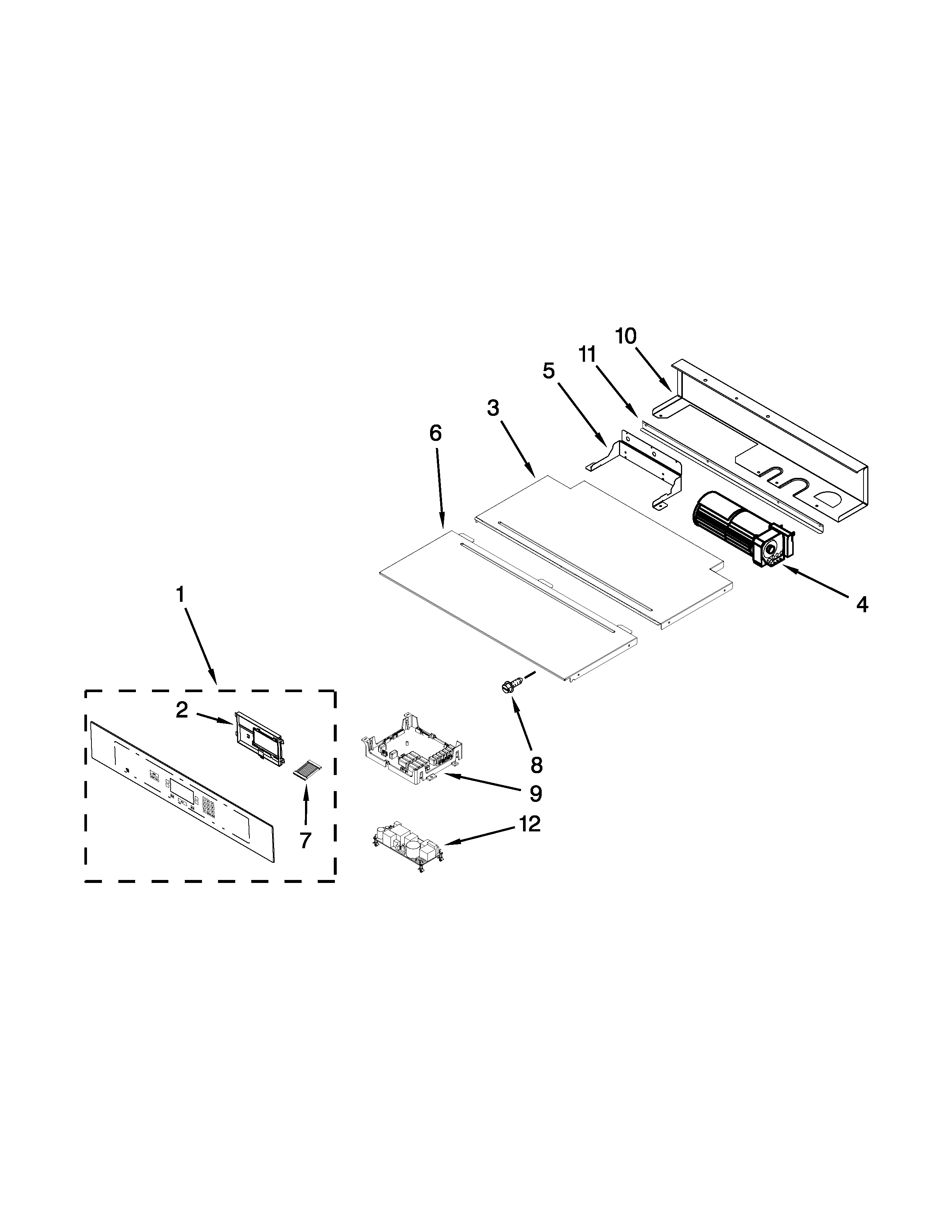 Jenn-Air JMW3430WP03 control panel parts diagram