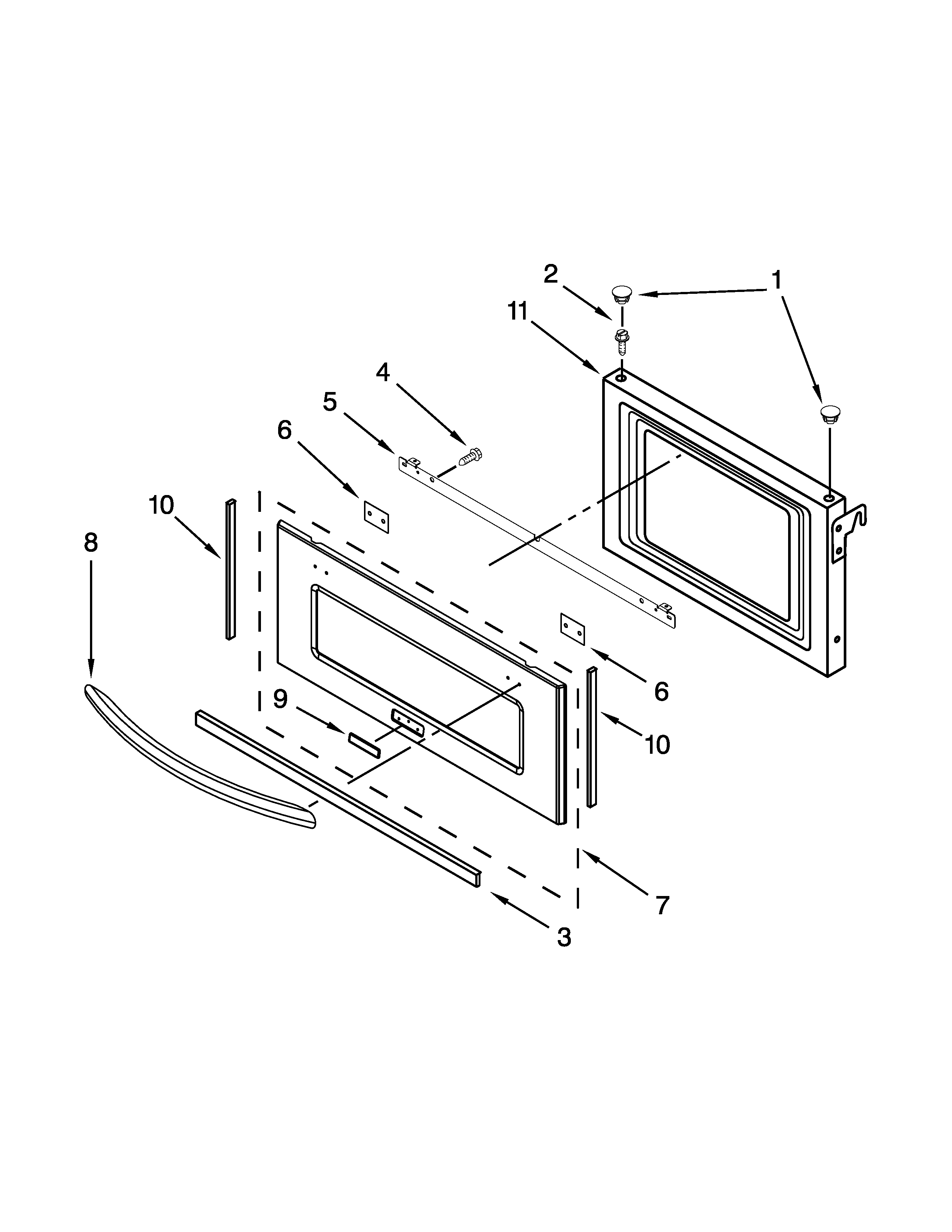 Jenn-Air JMW3430WP03 microwave door parts diagram