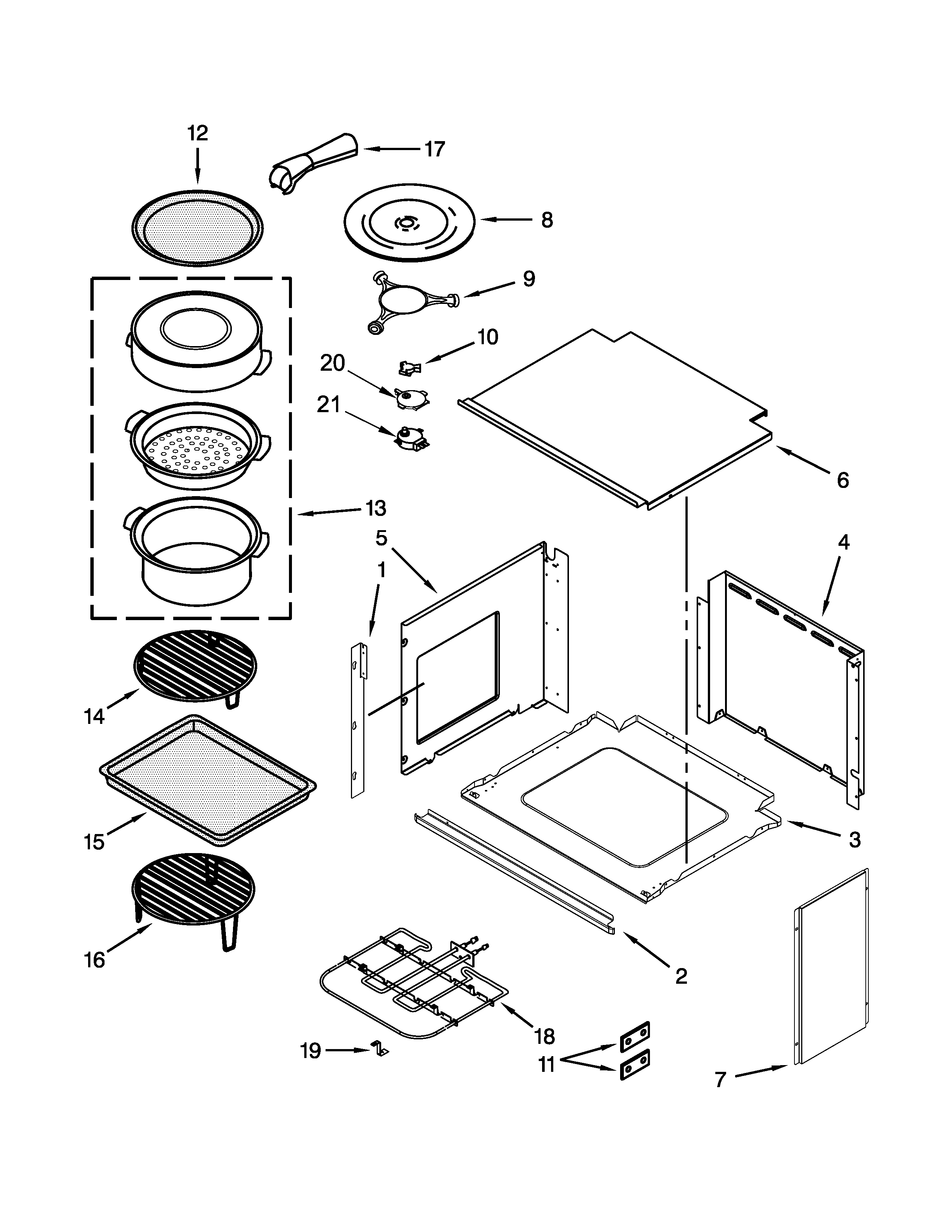 Jenn-Air JMW3430WP03 top support and turntable parts diagram