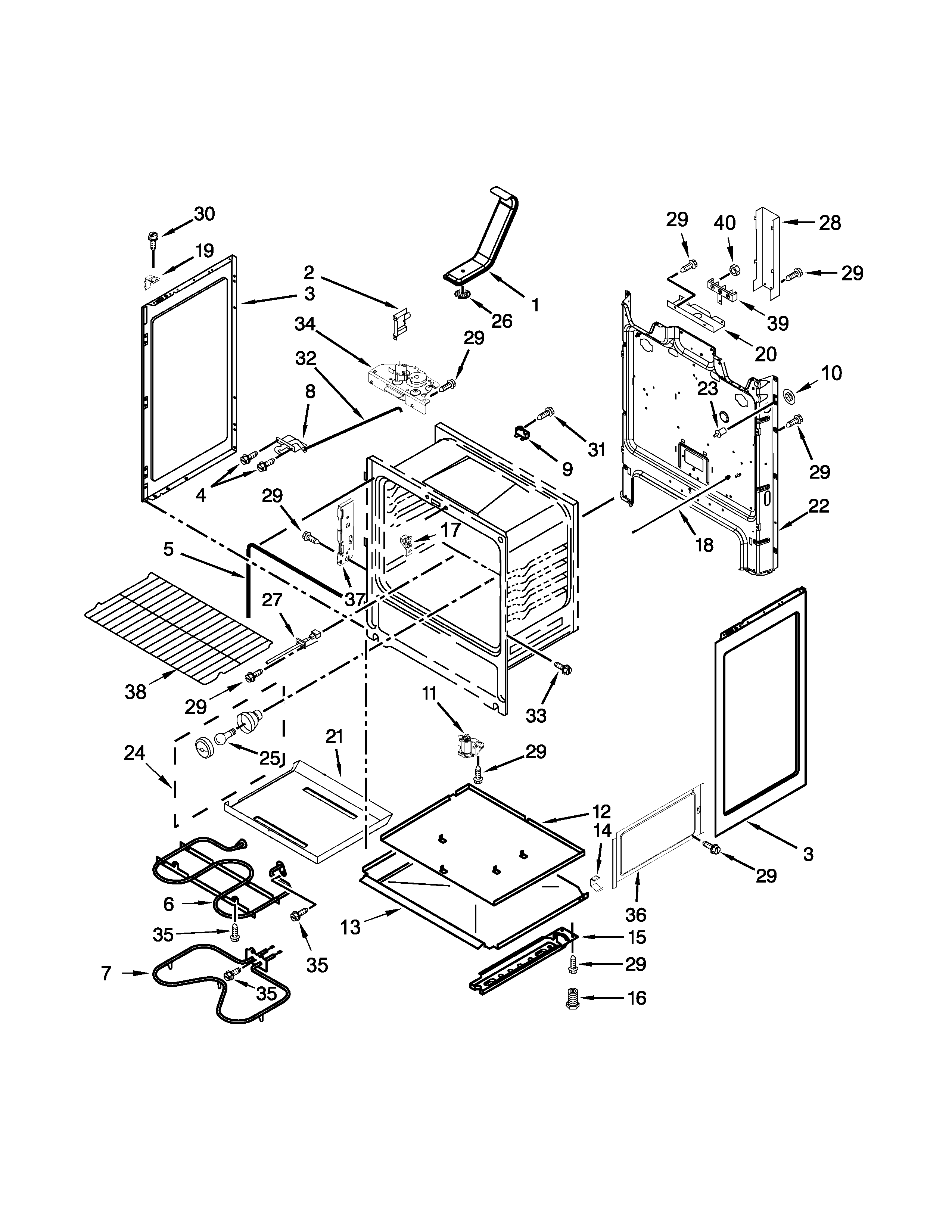 Amana 4KAER7685EW0 chassis parts diagram