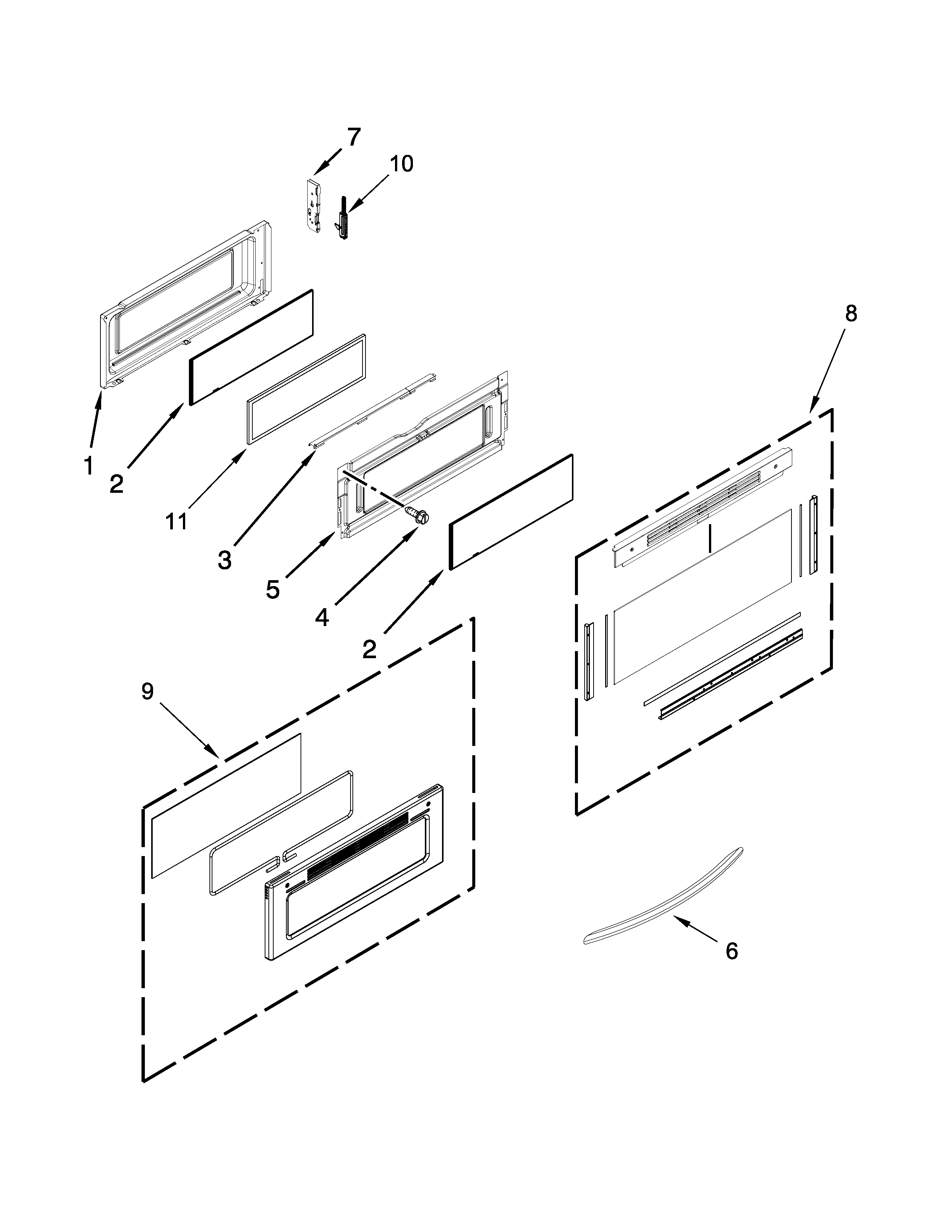 KitchenAid KERS505XWH05 upper door parts diagram