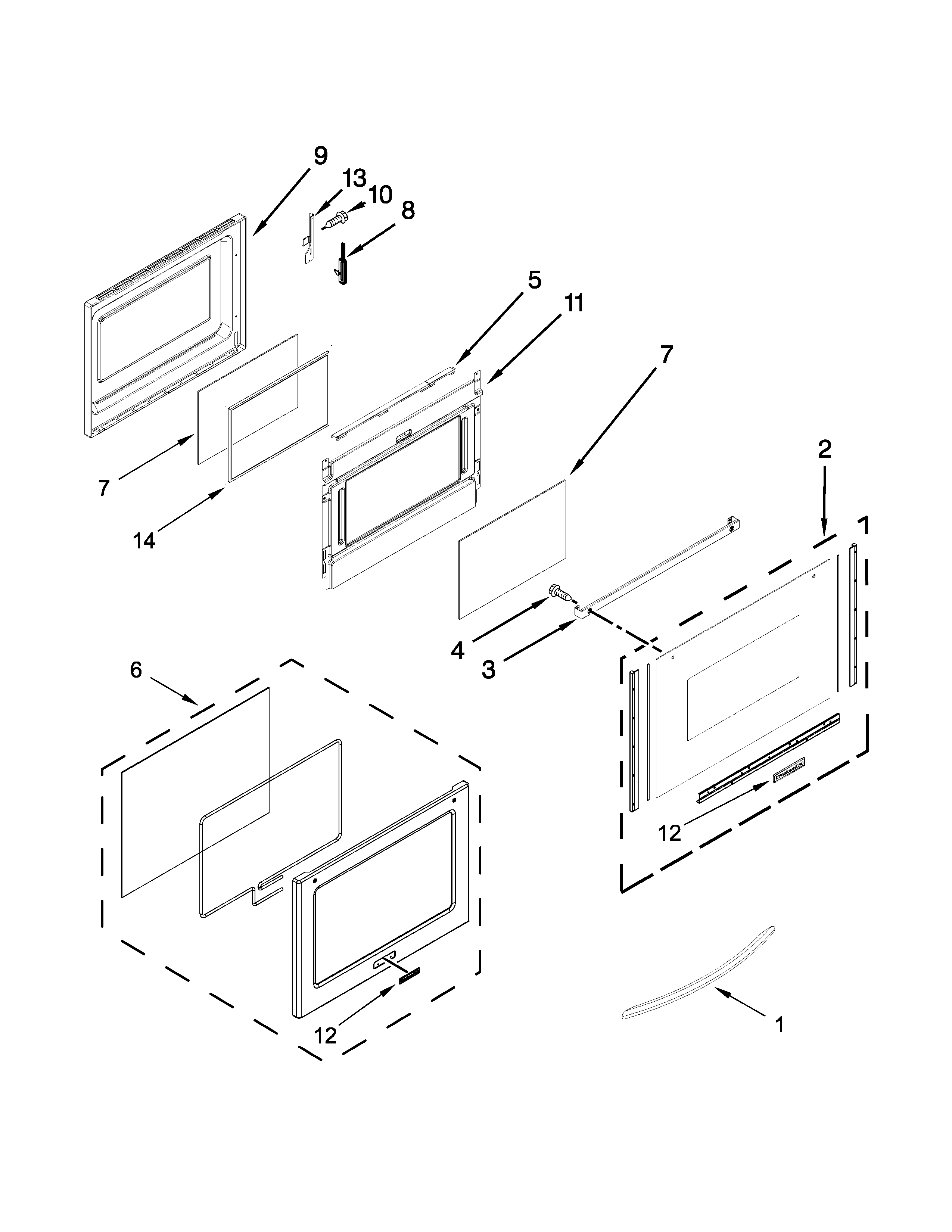KitchenAid KERS505XWH05 lower door parts diagram