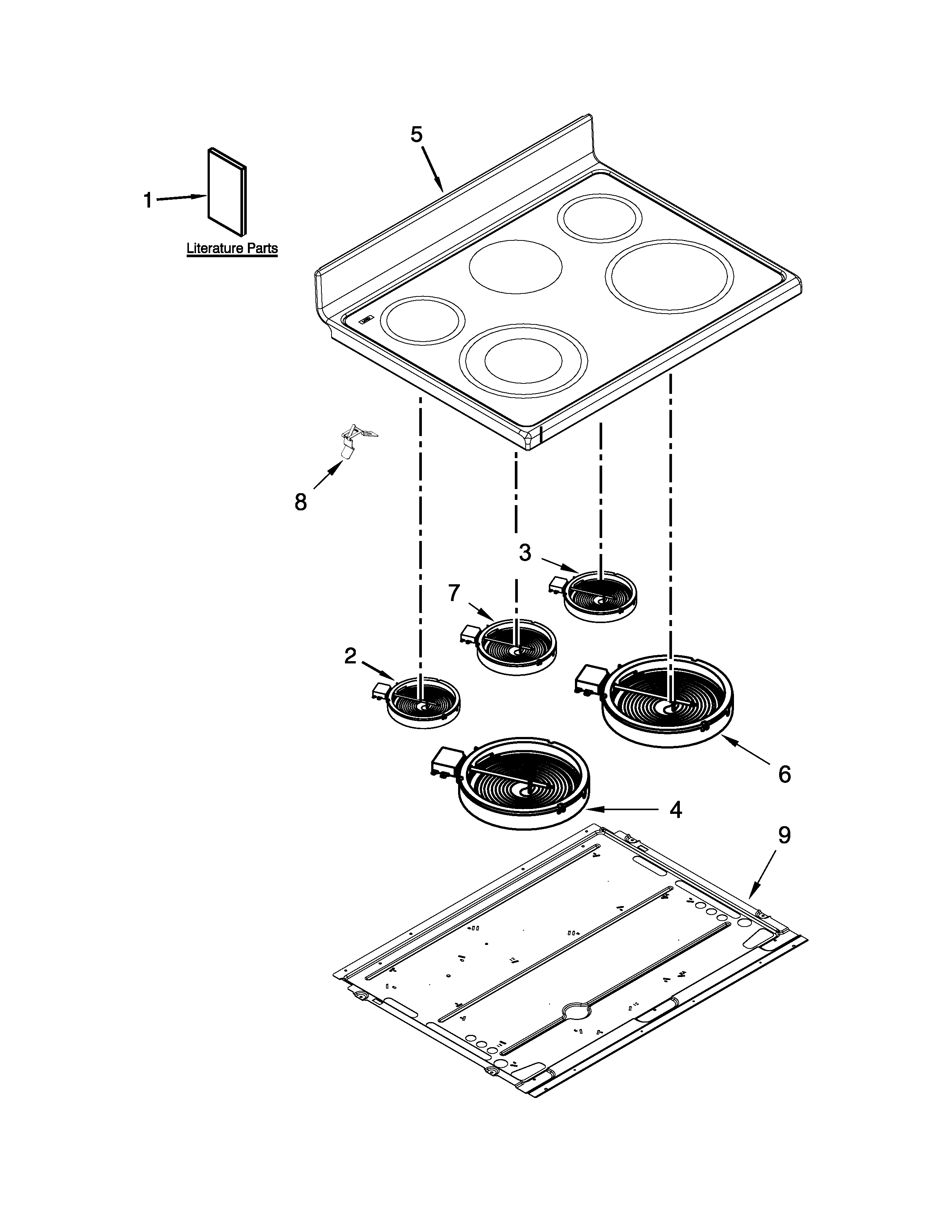 Whirlpool WGE555S0BB01 cooktop parts diagram