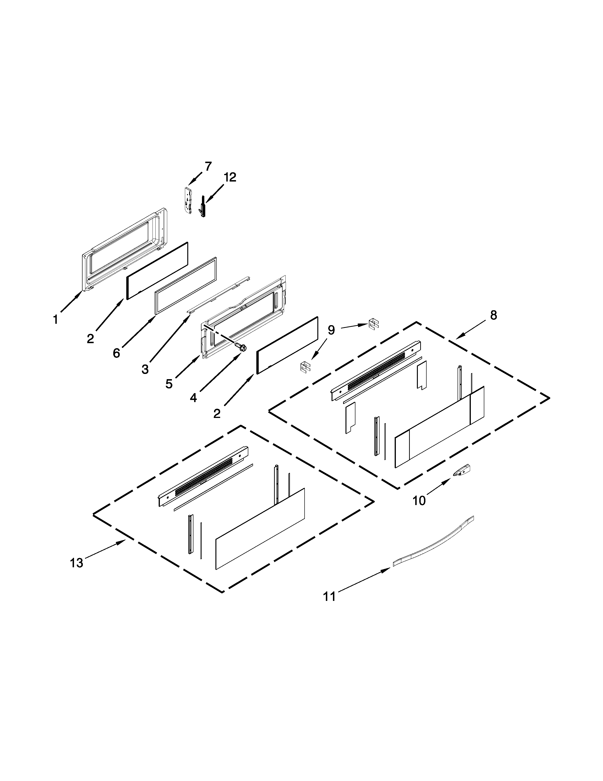 Whirlpool WGE555S0BB01 upper door parts diagram