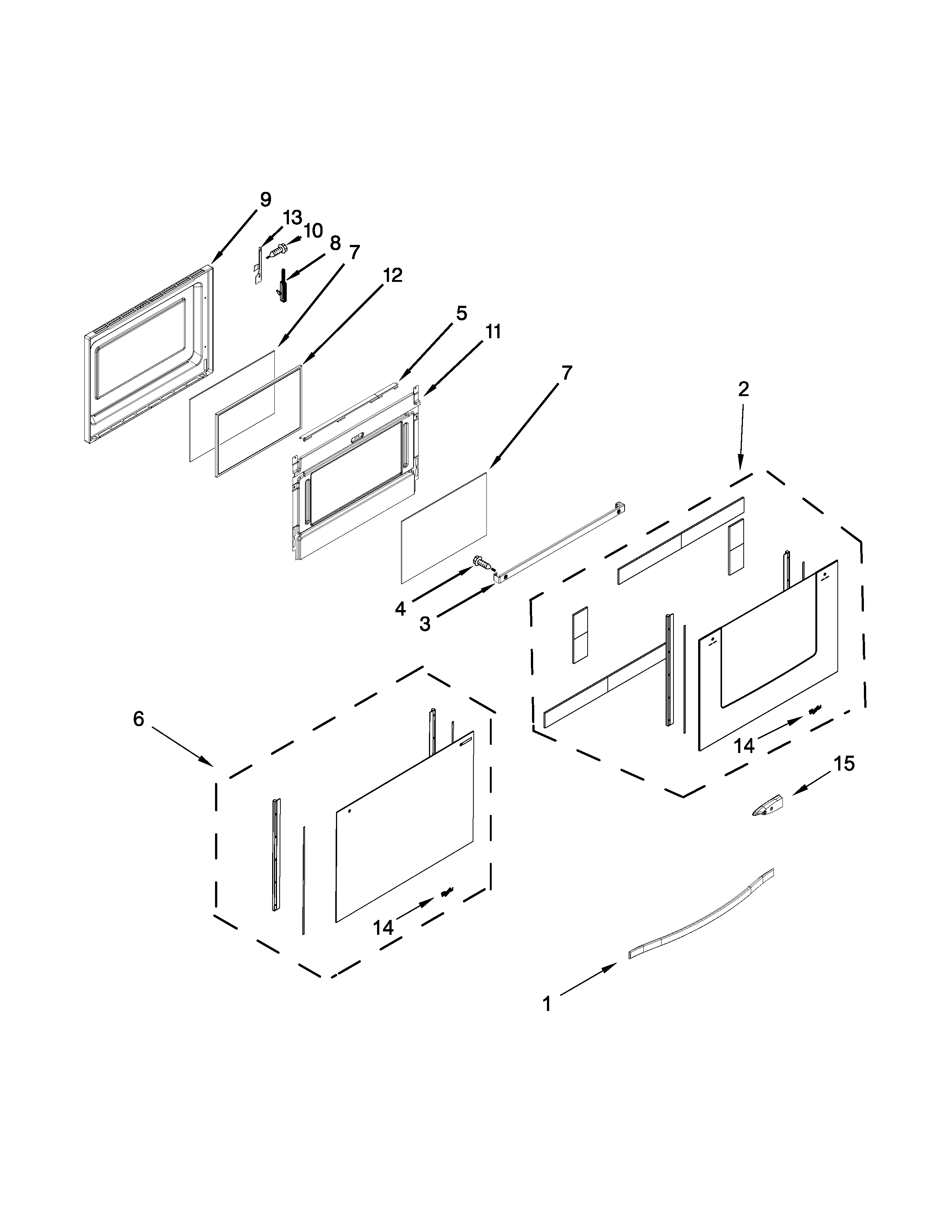 Whirlpool WGE555S0BB01 lower door parts diagram