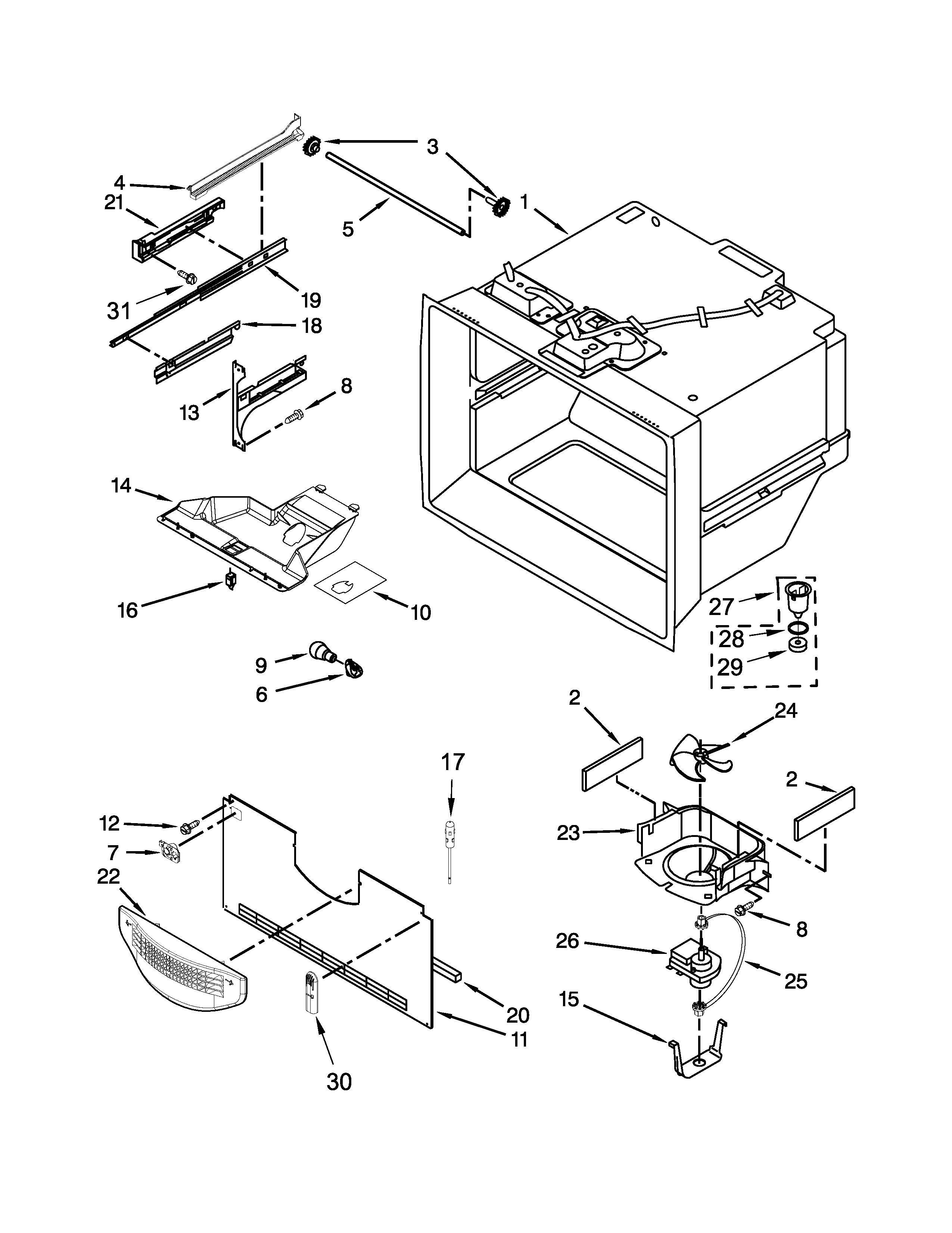 KitchenAid KRBX109EBL00 freezer liner parts diagram