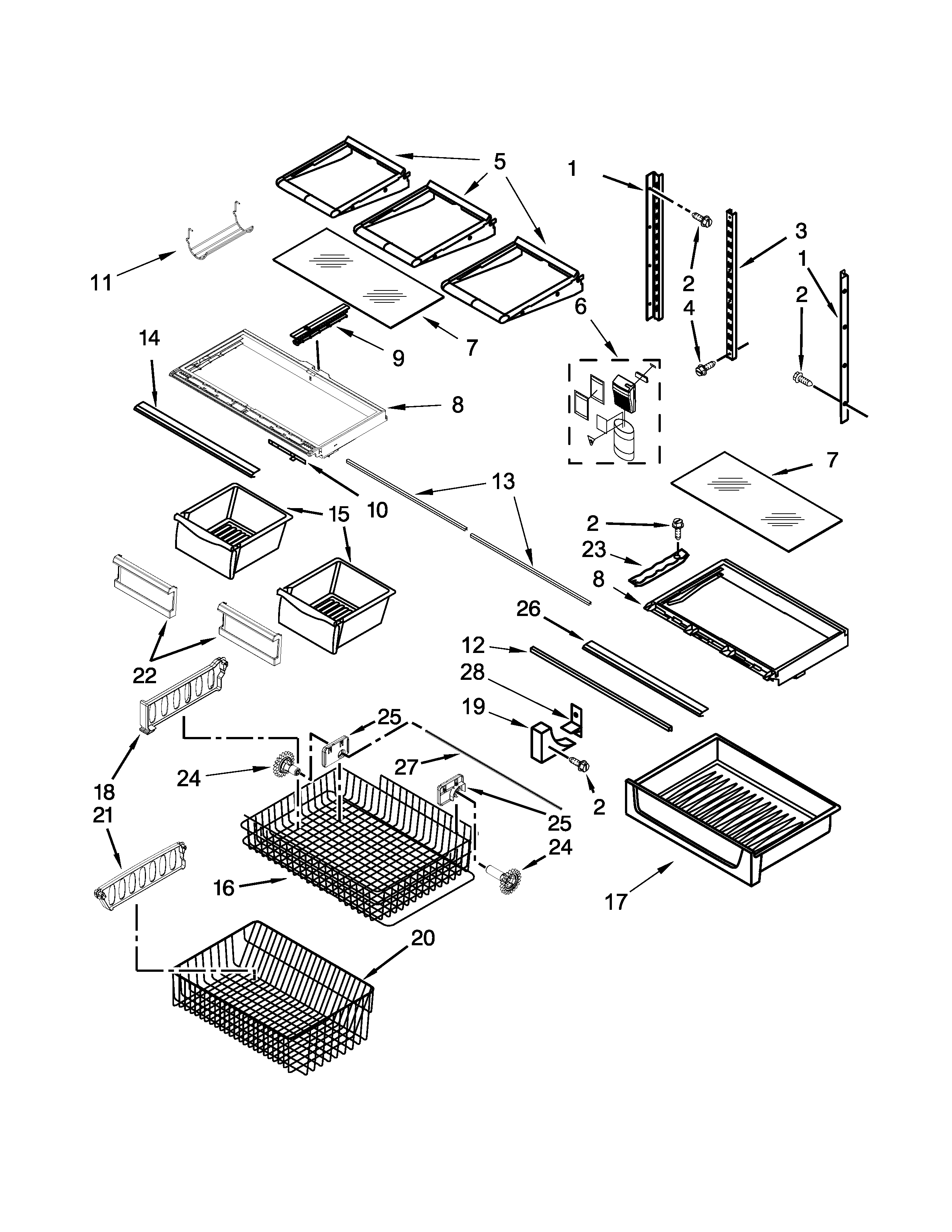 KitchenAid KRBX109EBL00 shelf parts diagram