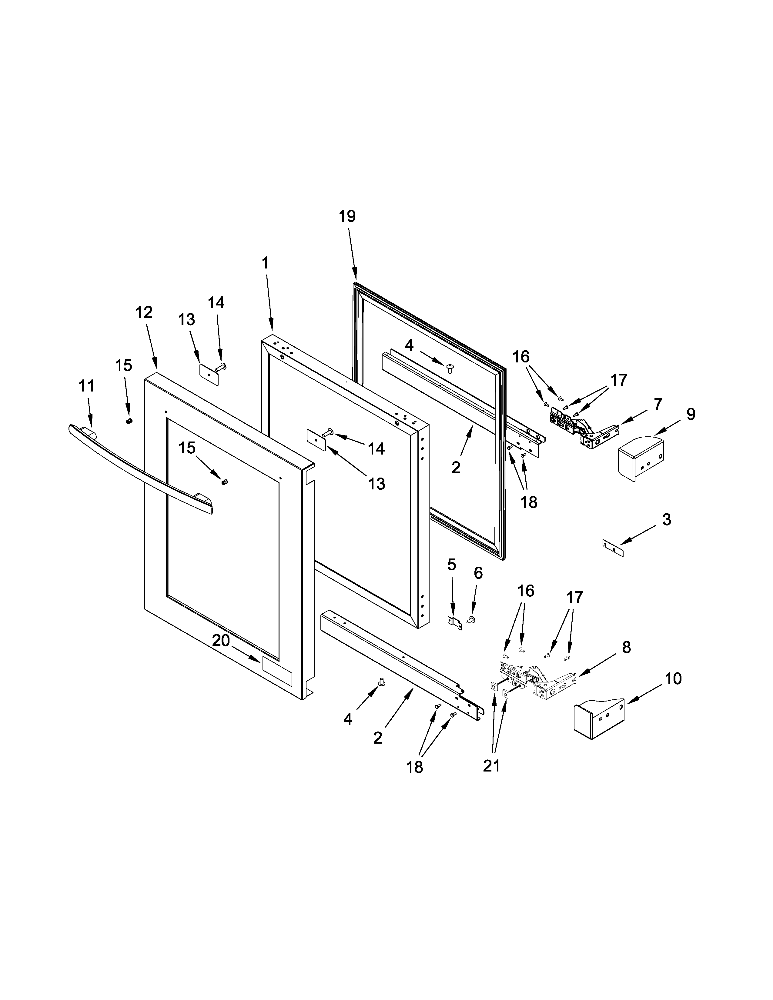 Jenn-Air JUB24FRECX00 door parts diagram