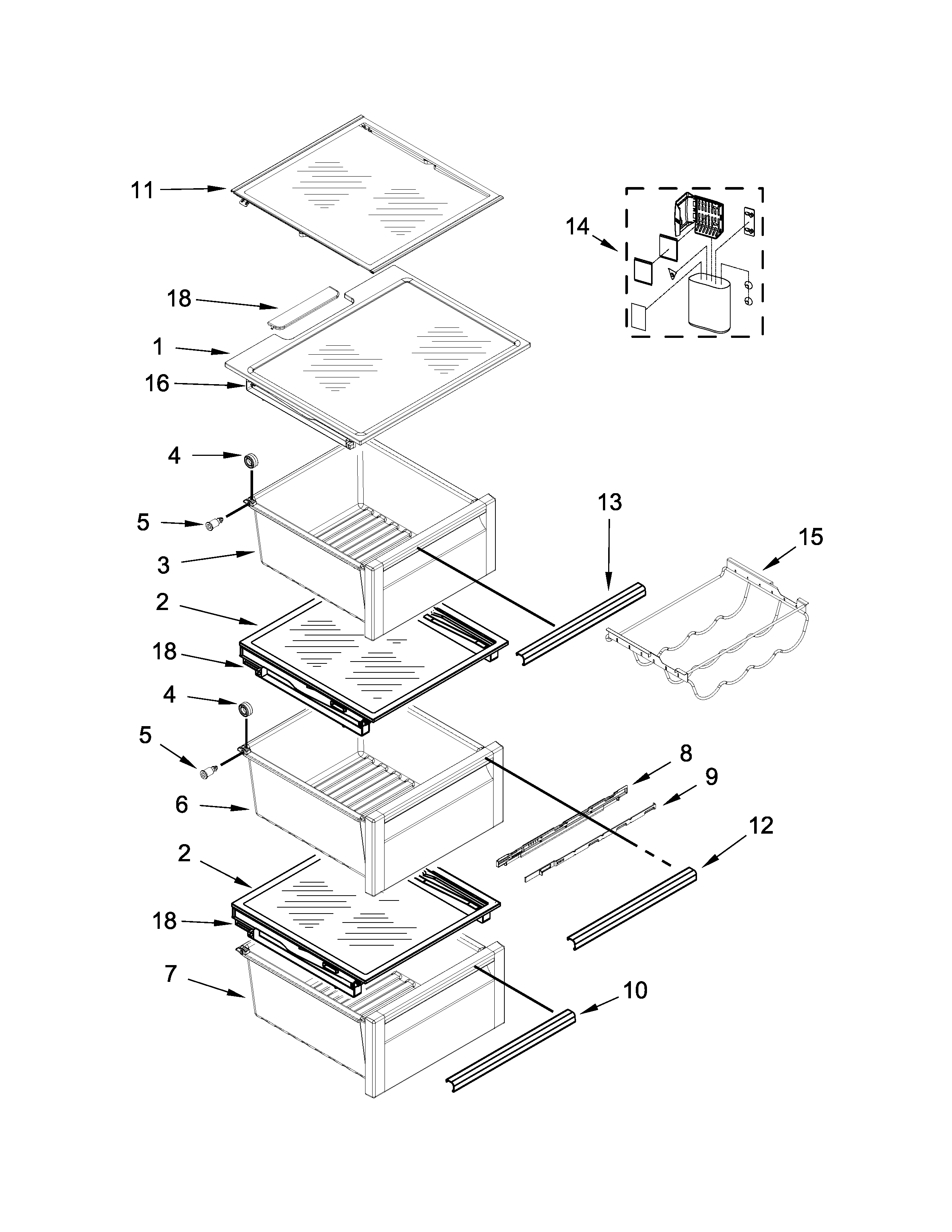 Jenn-Air JSC23C9EEM00 refrigerator shelf parts diagram